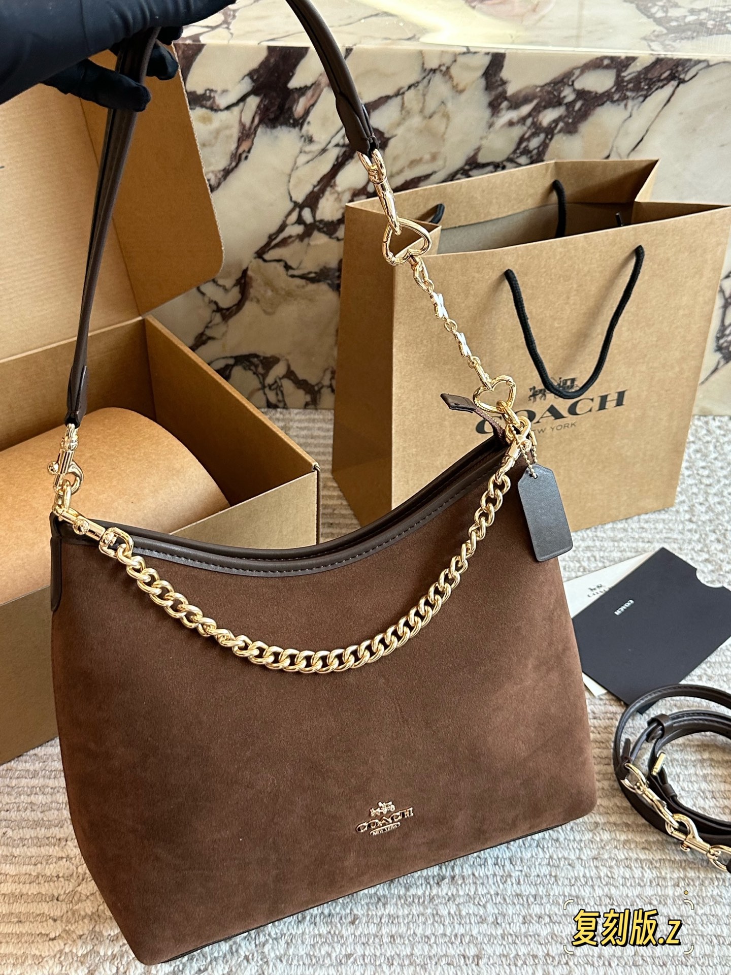 Versión mejorada, medidas: 31*23cm, con colgante, el nuevo bolso de vagabunda laurel de coach es realmente he…
