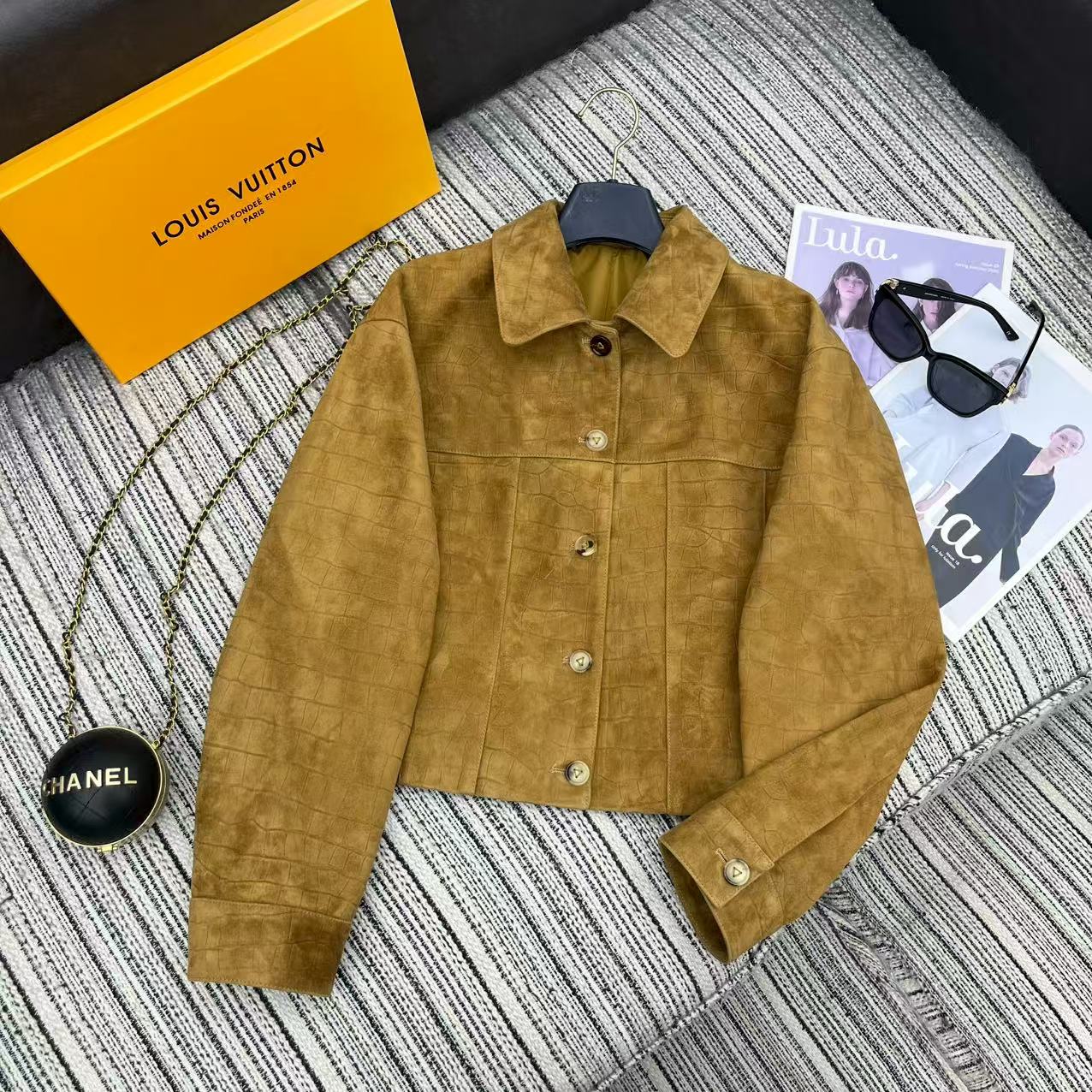 High-Quality 25-Year Autumn/Winter Series Lou* Gator Tweed Jacket with Dust-Proof Bags – 100% Velvet Sheep SML - 图片 1