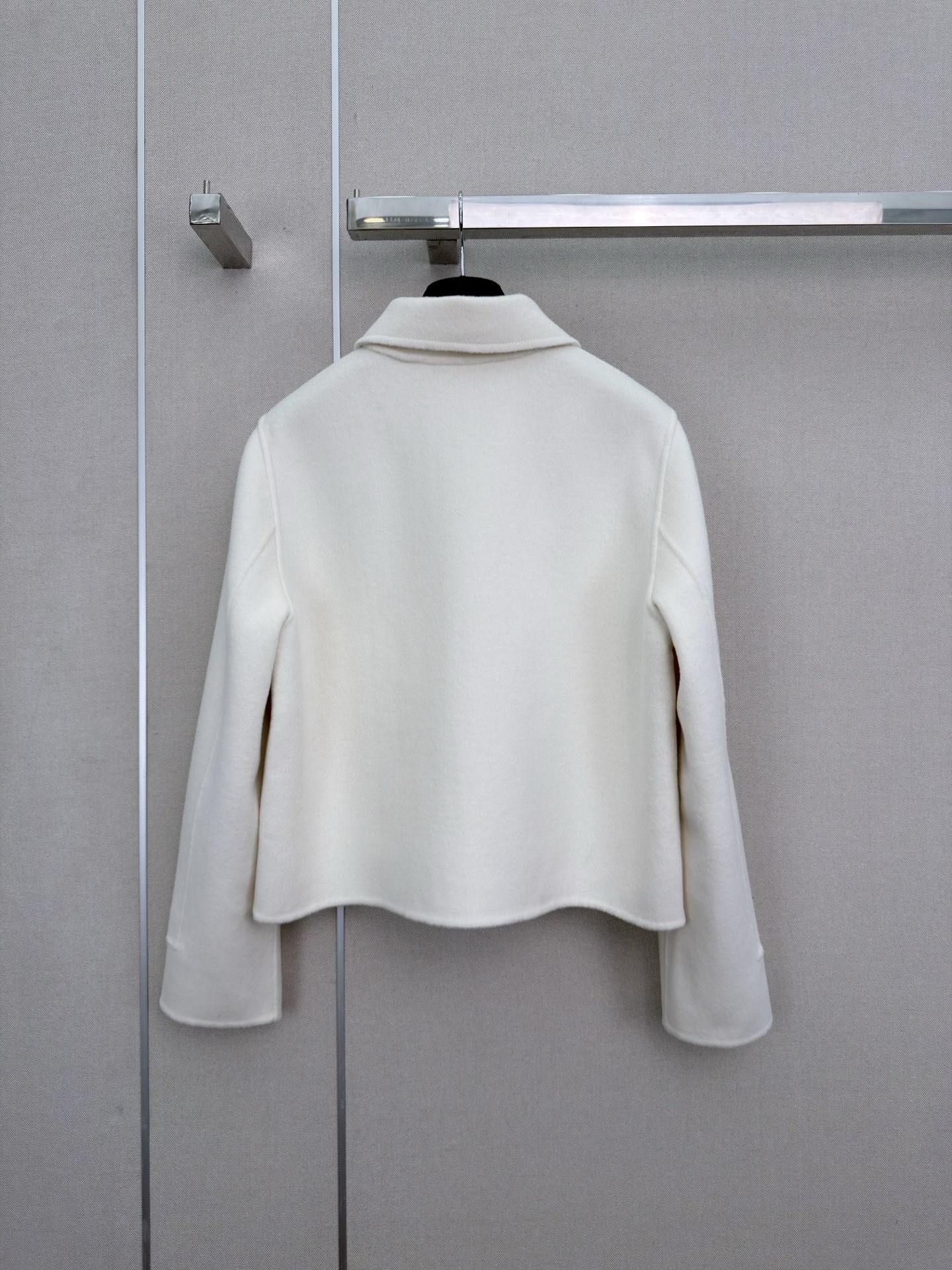 Dior White Bow Decor Lapel Short Wool Coat