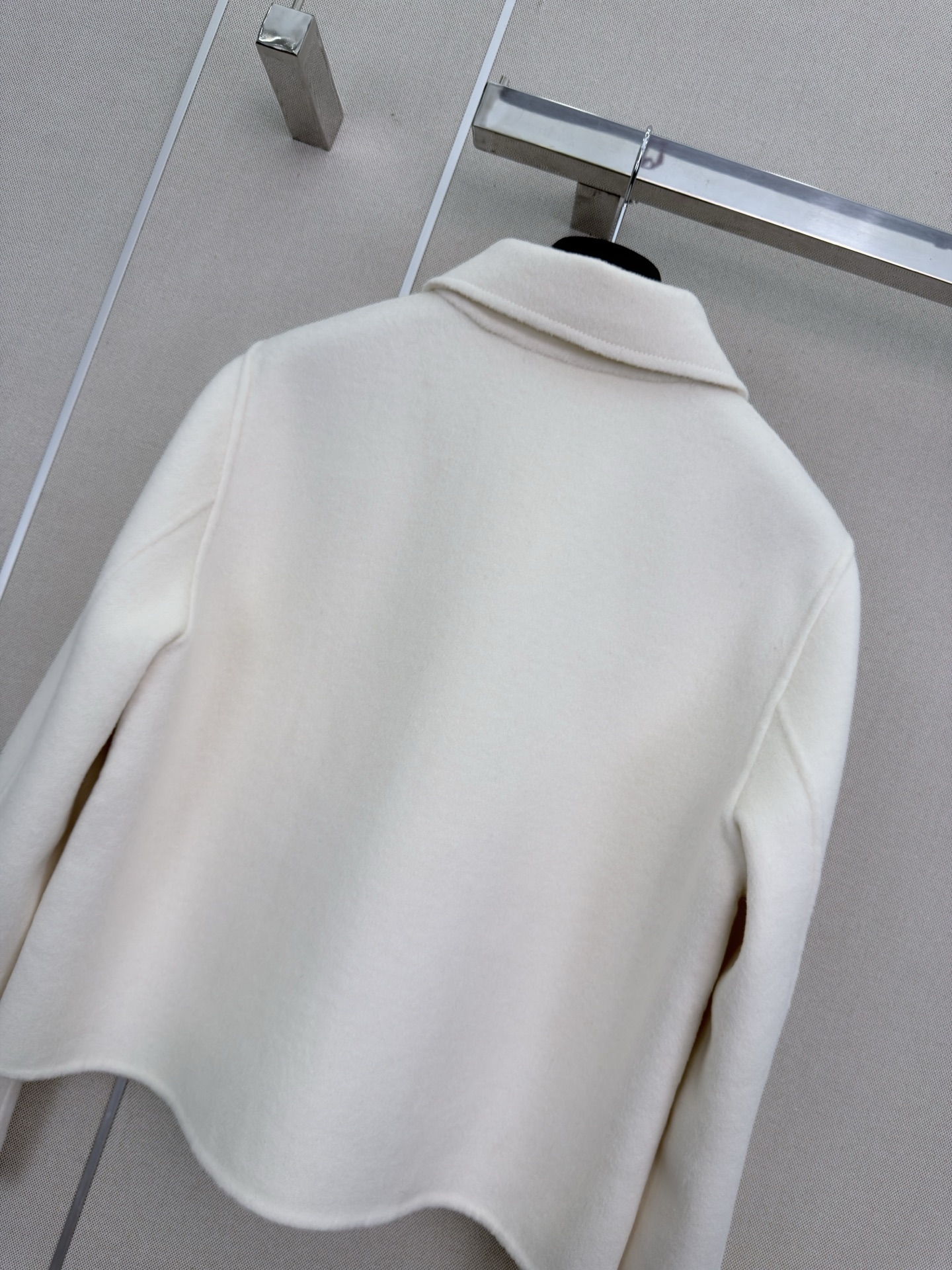 Dior White Bow Decor Lapel Short Wool Coat