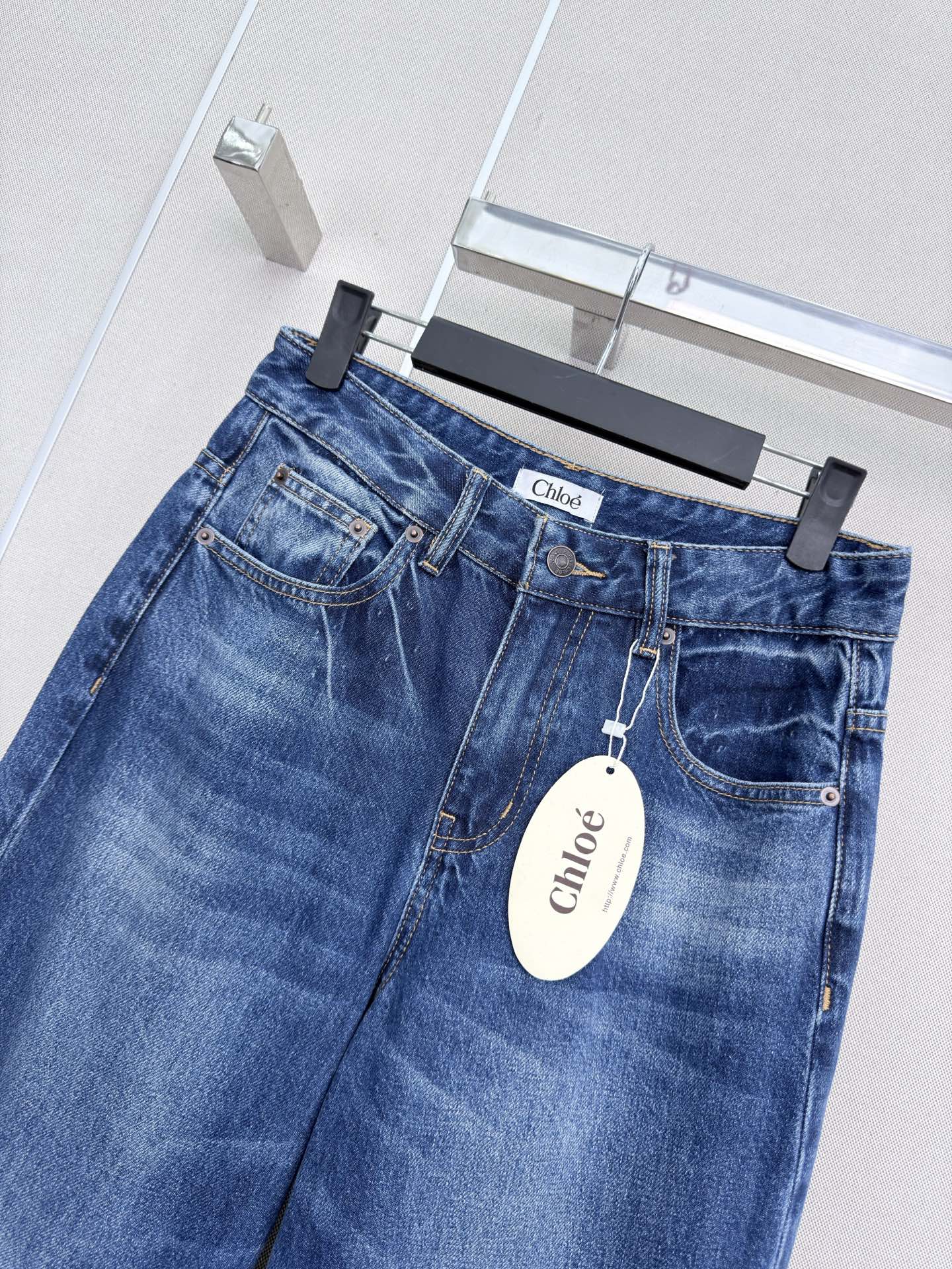 샤넬 데님 스트레이트 레그 여성 바지 상세 이미지 2