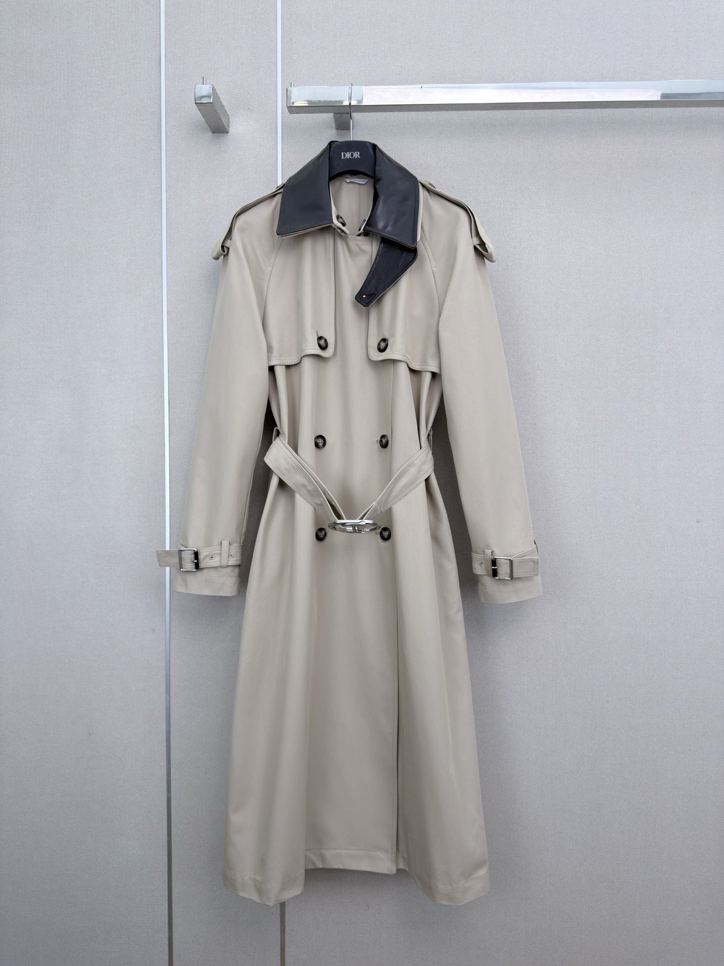 Dior Beige Contrast Collar Trench Coat