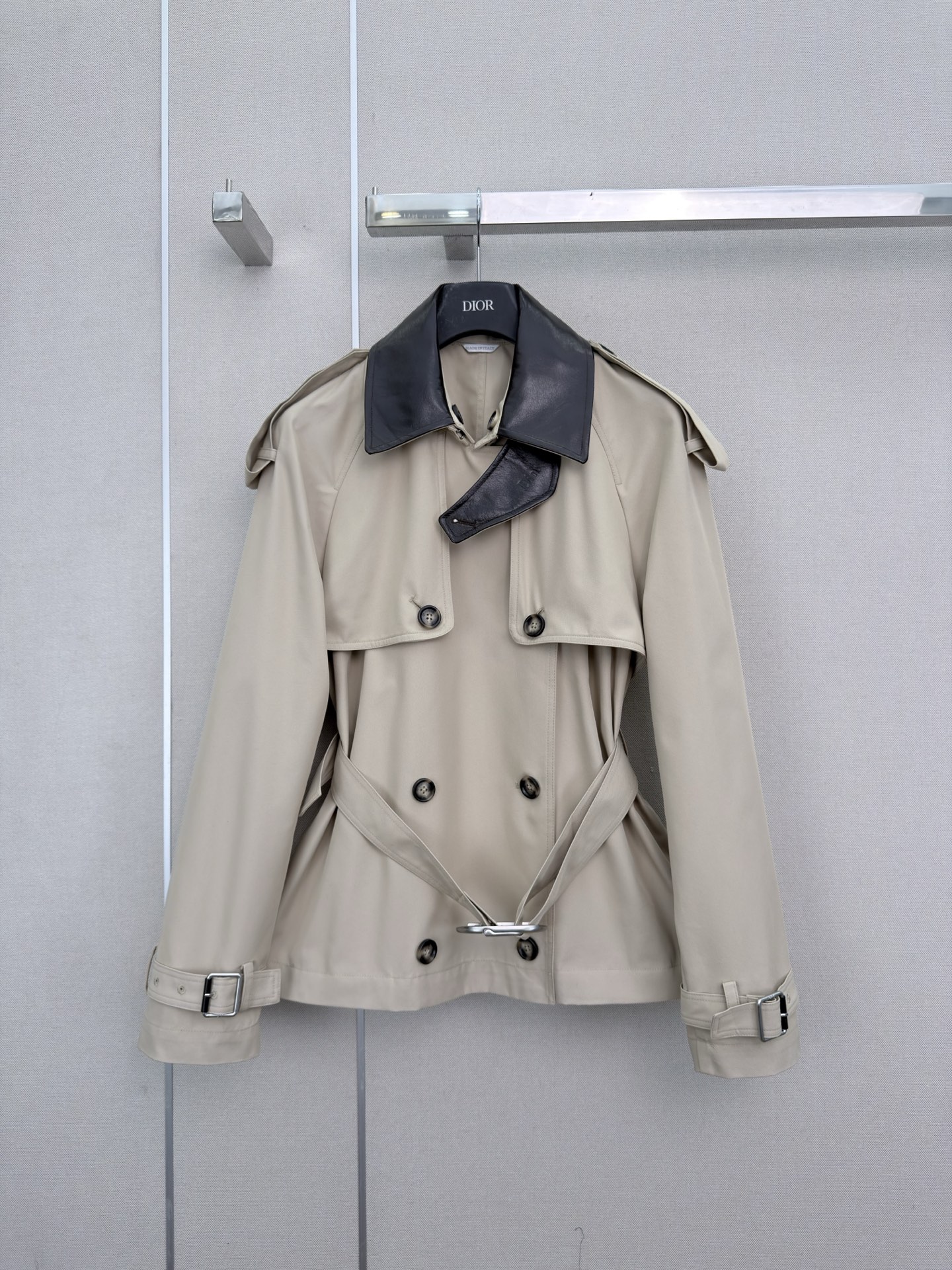 Dior Beige Double Breasted Short Trench Coat