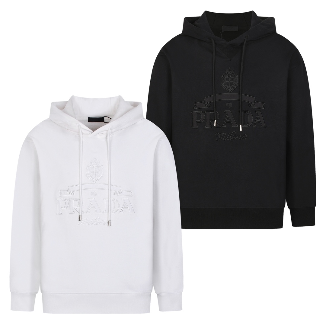 [Alta calidad] *prada* 24 nueva sudadera con capucha bordada con parche de medalla y medalla de otoño e invierno, tela …