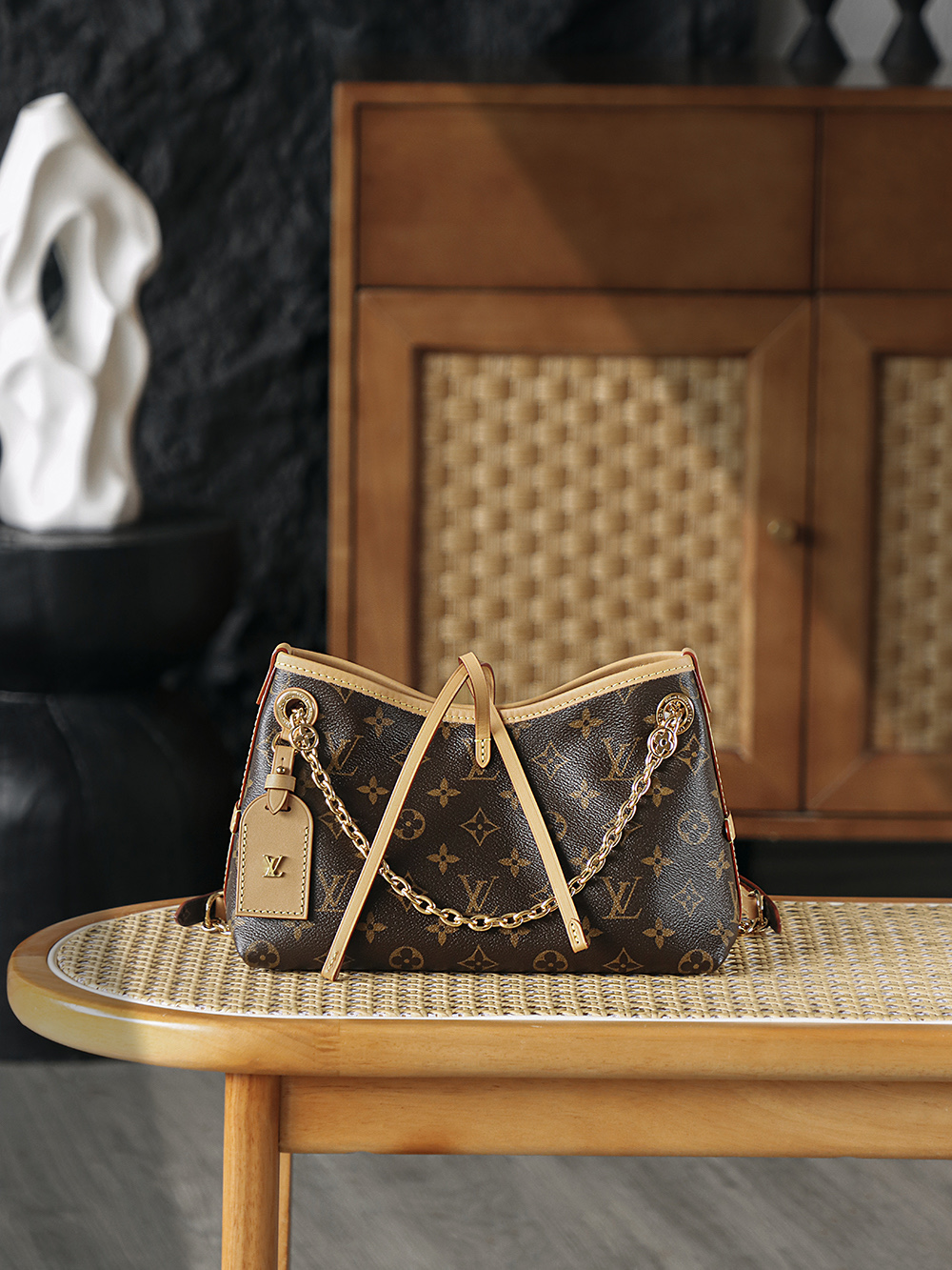 Louis Vuitton CarryAll BB Tote Bag M13014 with Gold Chain Accents