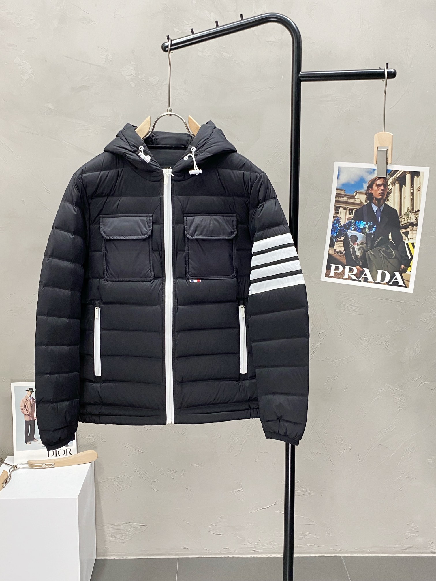 Thom Browne Clothing Down Jacket Brown White Goose Down Fall/Winter Collection Hooded Top