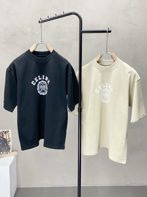 Celine Men's Short Sleeve T-Shirt - Premium Cotton Blend, Casual Style 1 Celine Men's Short Sleeve T-Shirt - Premium Cotton Blend, Casual Style