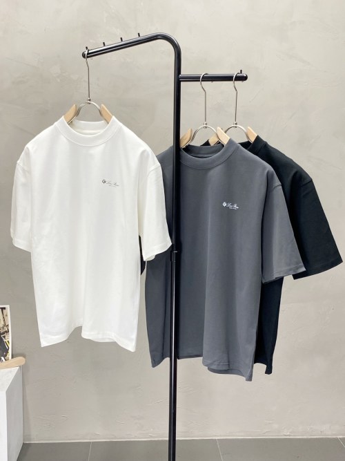 Loro Piana Men's Casual Short Sleeve T-Shirt, Soft Fabric, Comfortable Fit 1 Loro Piana Men's Casual Short Sleeve T-Shirt, Soft Fabric, Comfortable Fit