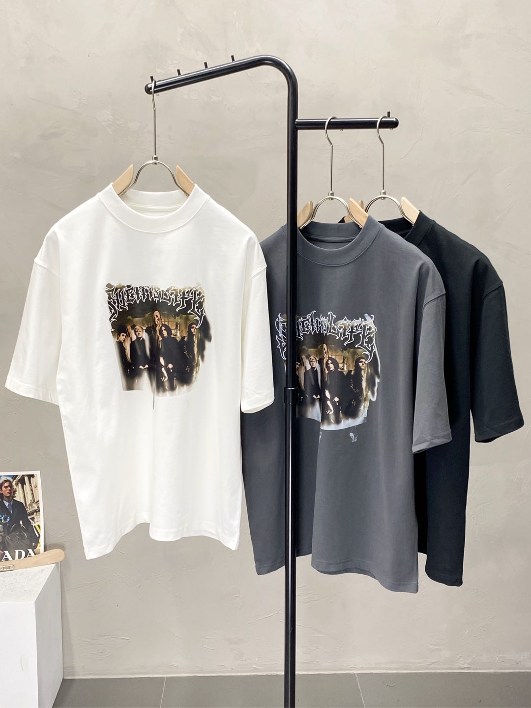 Balenciaga Men's Graphic Print Short Sleeve T-Shirt, Premium Cotton Blend