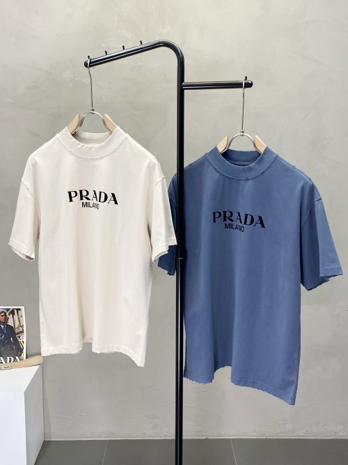Prada Men's Casual Short-Sleeve T-Shirt, Imported Fabric, Comfortable Fit 1 Prada Men's Casual Short-Sleeve T-Shirt, Imported Fabric, Comfortable Fit