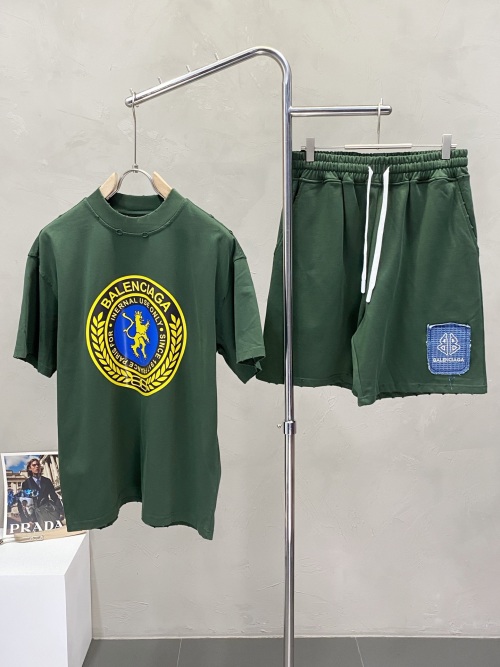 Balenciaga Men's Green Cotton T-Shirt & Shorts Set - Premium Quality 1 Balenciaga Men's Green Cotton T-Shirt & Shorts Set - Premium Quality