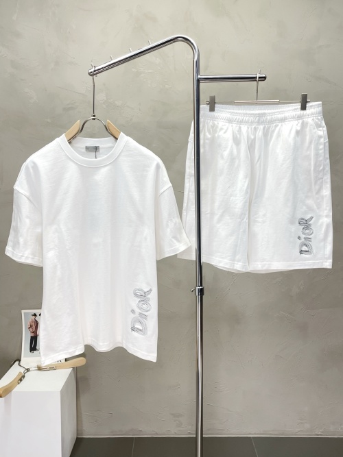 Dior Women's White Cotton T-Shirt and Shorts Set, Elegant & Comfortable 1 Dior Women's White Cotton T-Shirt and Shorts Set, Elegant & Comfortable