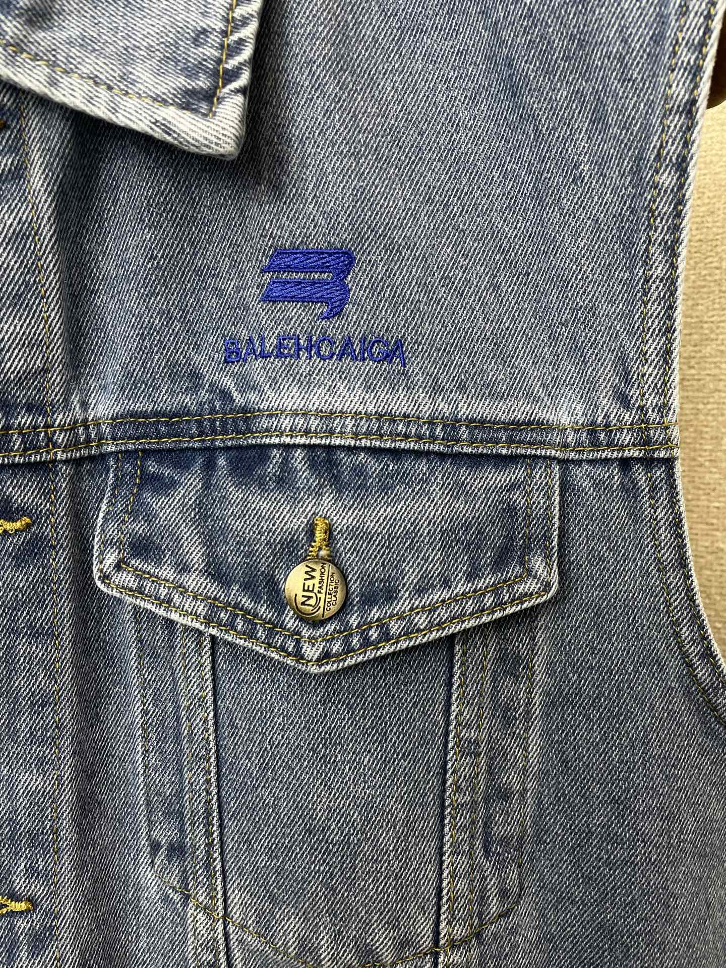 支持跨年售后！。Balenciaga巴黎世家💥独家专供新款原单男士休闲牛仔马甲 高端定制 高版本 时尚百