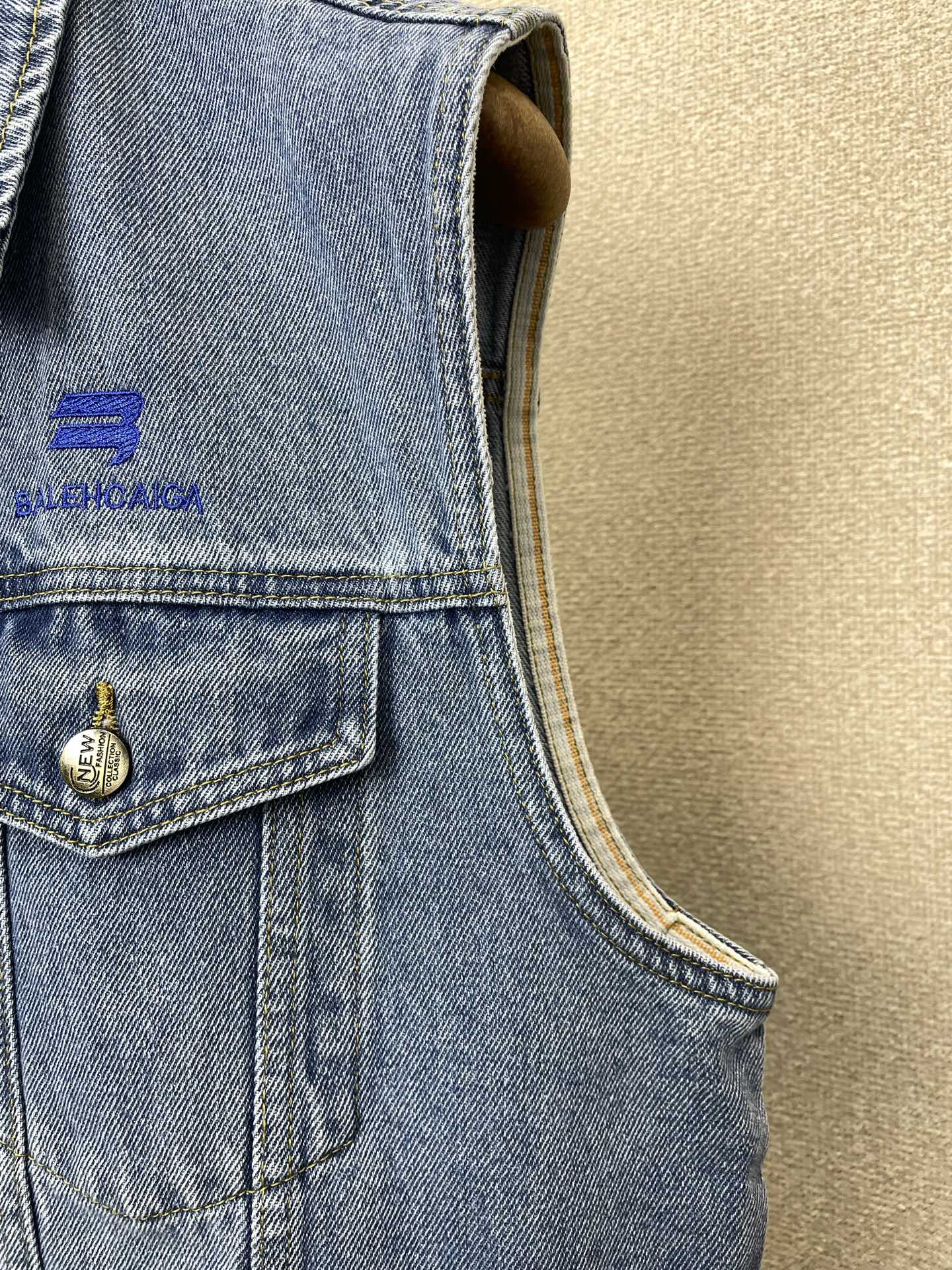 支持跨年售后！。Balenciaga巴黎世家💥独家专供新款原单男士休闲牛仔马甲 高端定制 高版本 时尚百