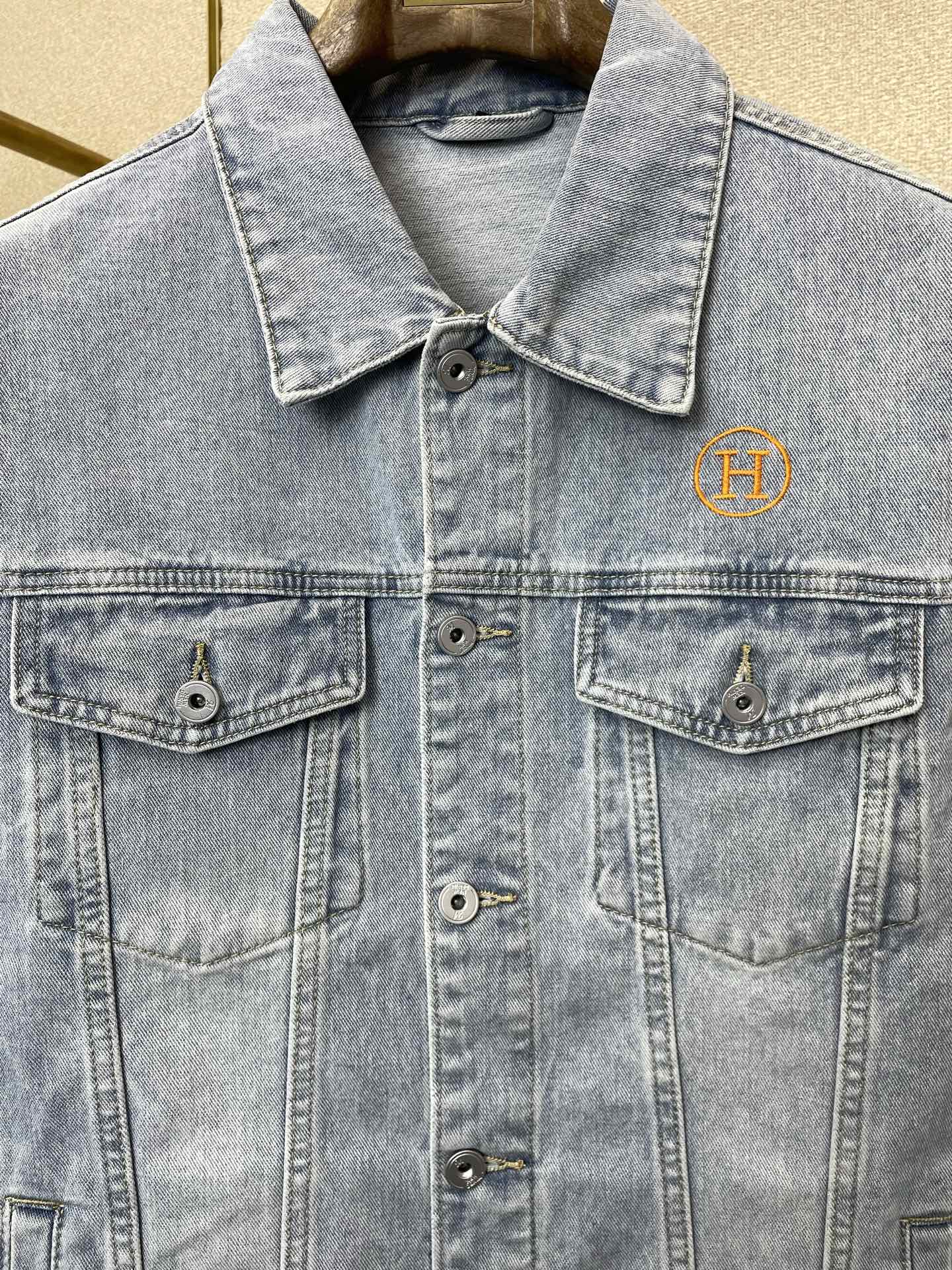 支持跨年售后！。Hermès爱马仕💥独家专供新款原单男士休闲牛仔外套 高端定制 高版本 时尚百搭爆款⚠️