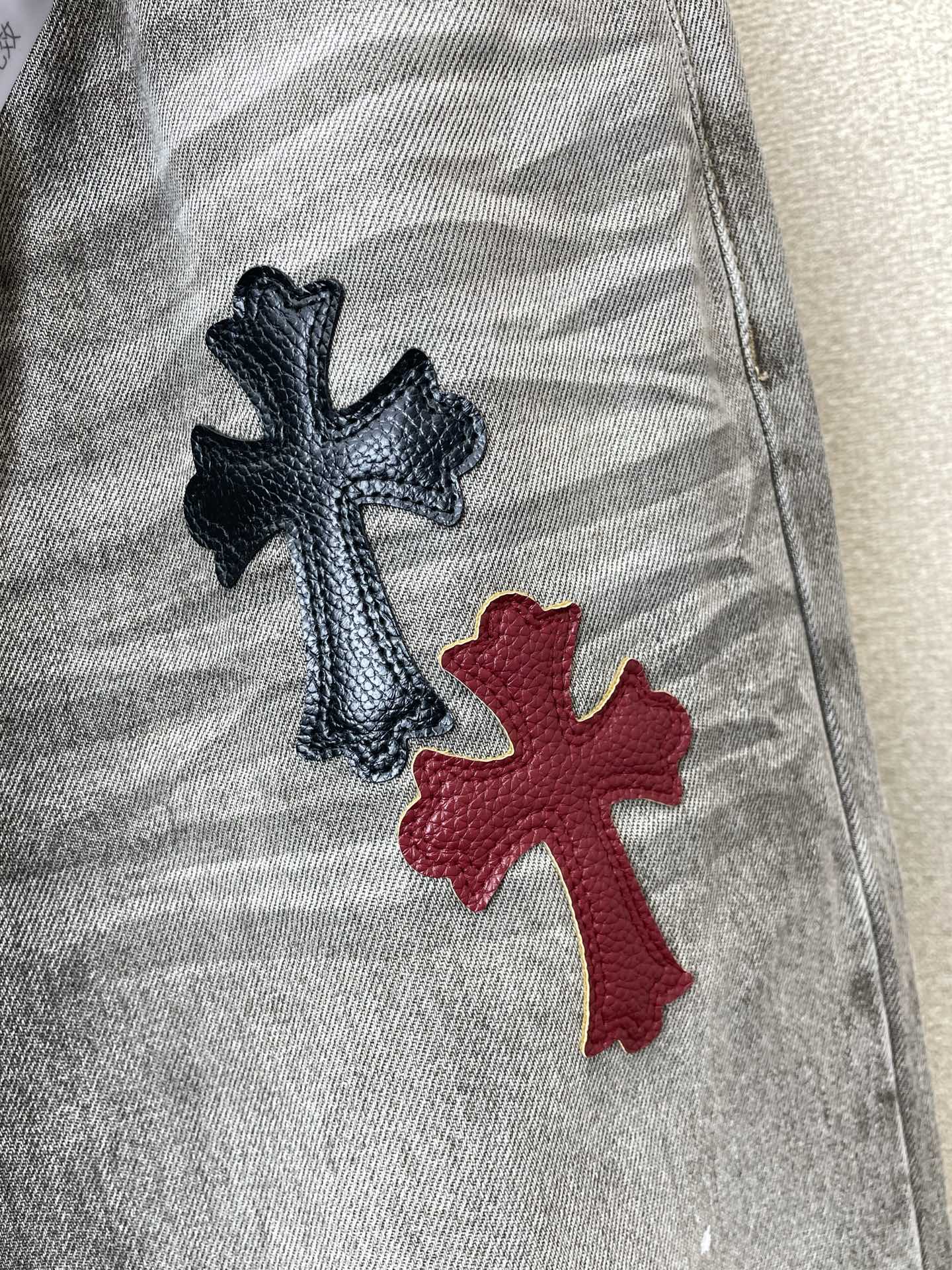 。Chrome hearts克罗心💥独家专供新款休闲阔腿牛仔裤👖高端版本 专柜定制面料 透气舒适度高，细