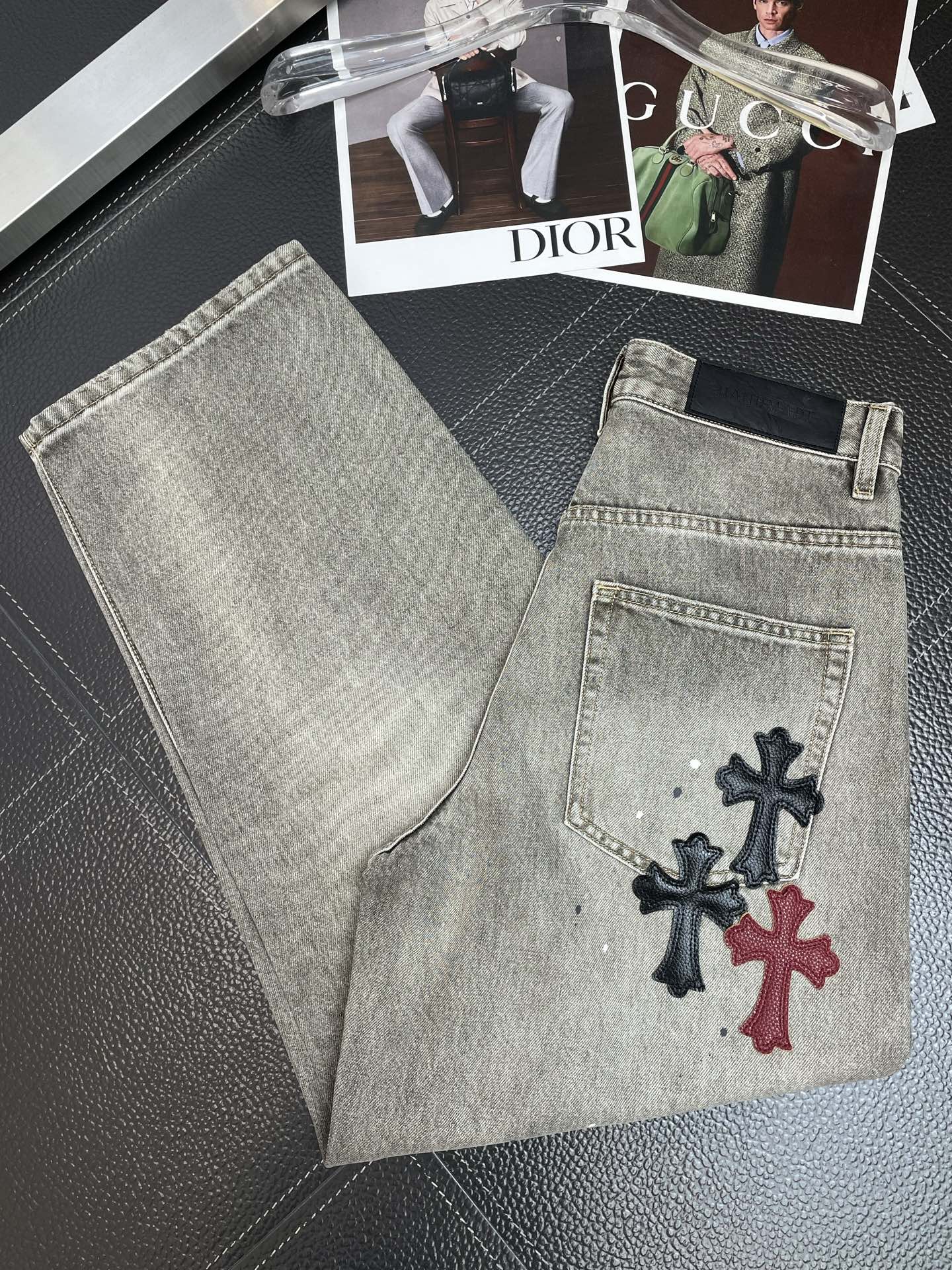 。Chrome hearts克罗心💥独家专供新款休闲阔腿牛仔裤👖高端版本 专柜定制面料 透气舒适度高，细