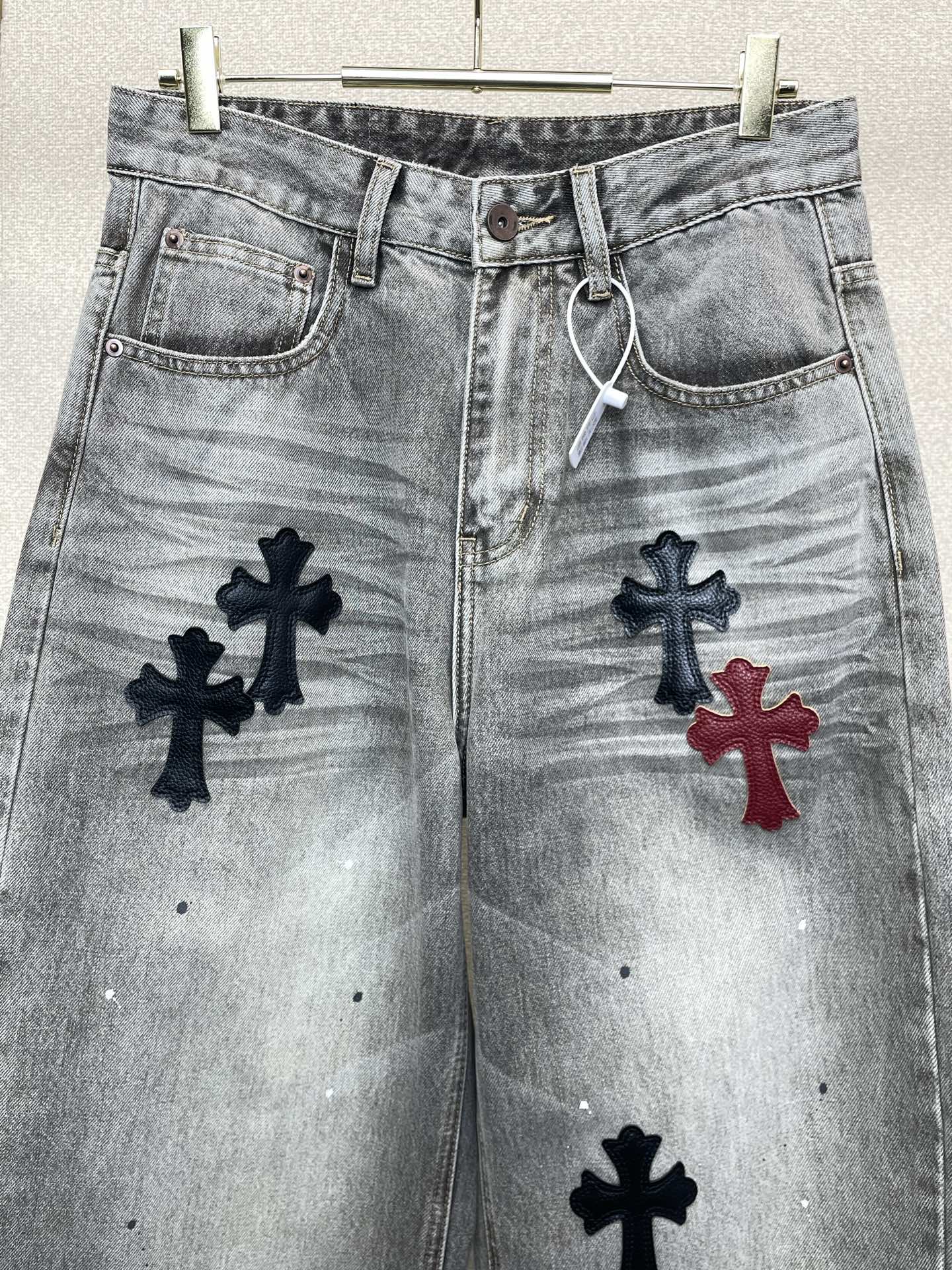 。Chrome hearts克罗心💥独家专供新款休闲阔腿牛仔裤👖高端版本 专柜定制面料 透气舒适度高，细