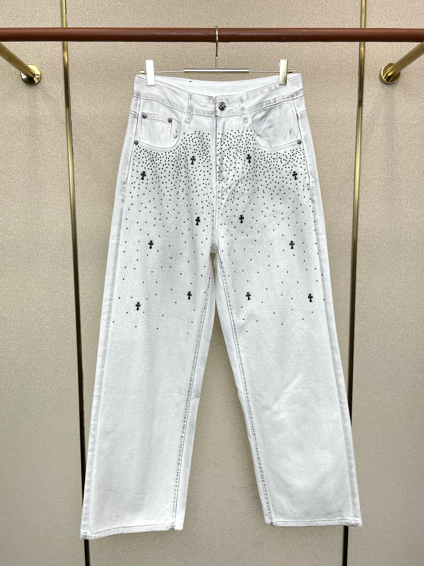 。Chrome hearts克罗心💥独家专供新款休闲阔腿牛仔裤👖高端版本 专柜定制面料 透气舒适度高，细