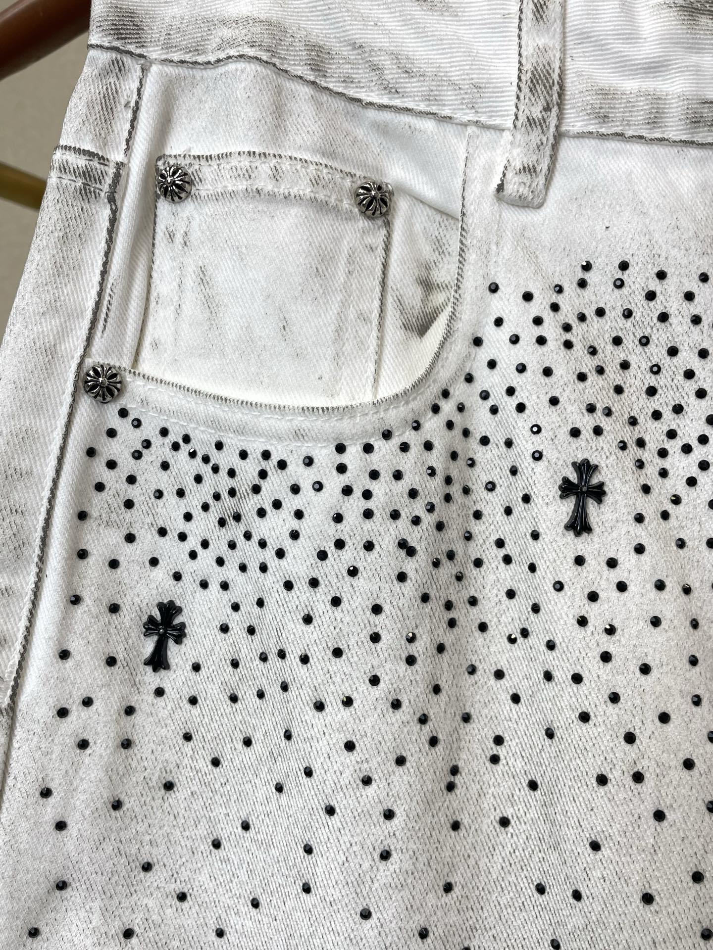 。Chrome hearts克罗心💥独家专供新款休闲阔腿牛仔裤👖高端版本 专柜定制面料 透气舒适度高，细