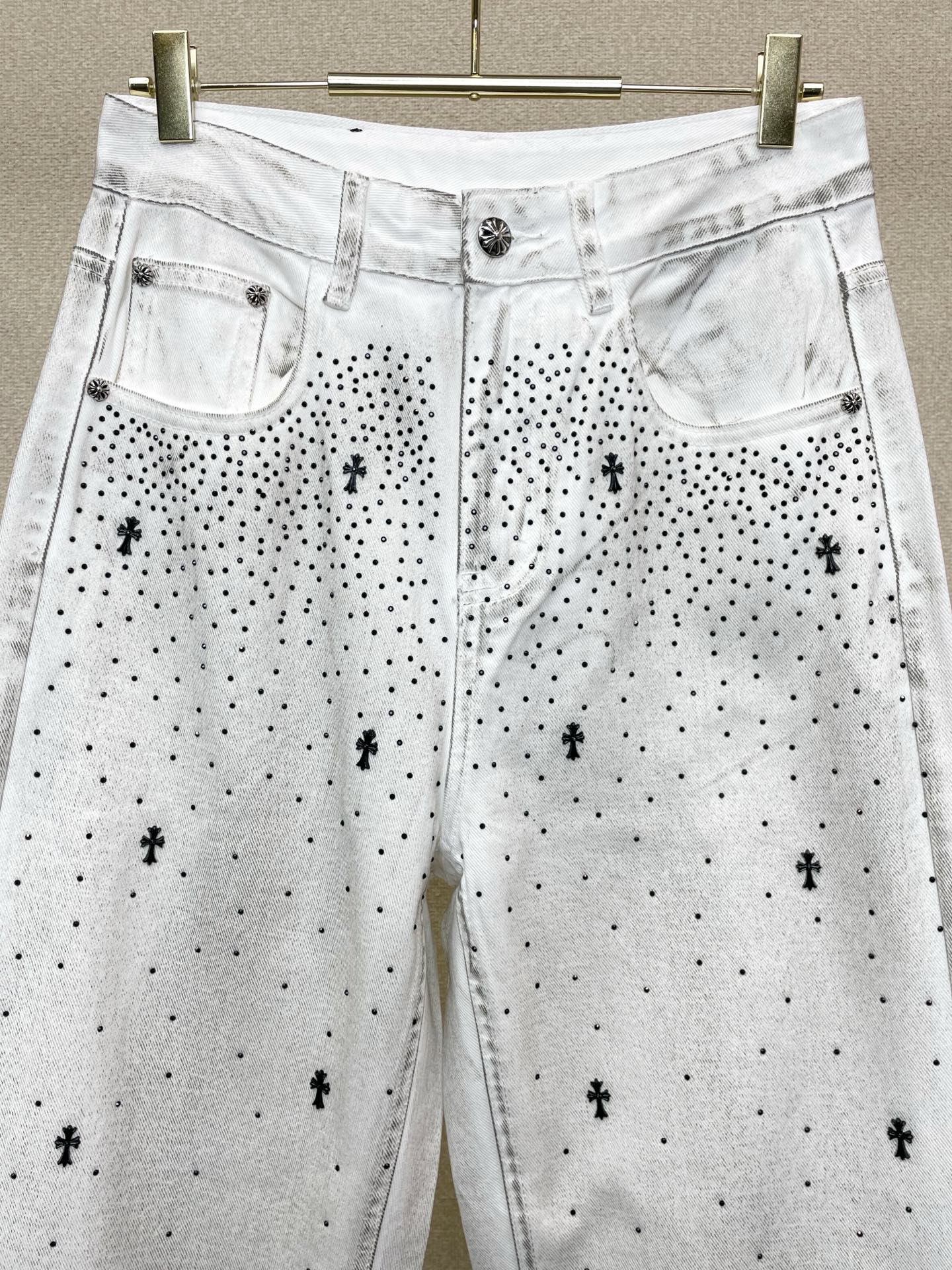 。Chrome hearts克罗心💥独家专供新款休闲阔腿牛仔裤👖高端版本 专柜定制面料 透气舒适度高，细