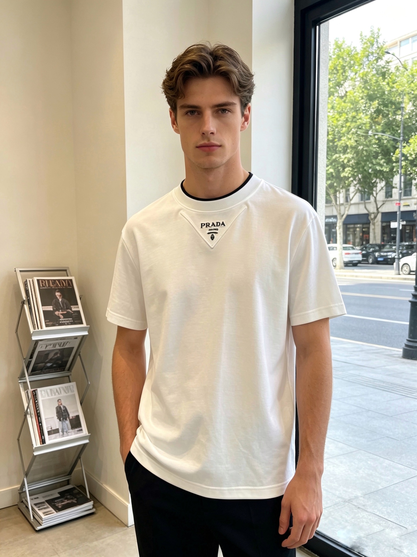 。Prada普拉达💥独家专供新款原单男士休闲短袖 高端定制 高端版本 时尚百搭爆款⚠️⚠️✨✨进口面料 