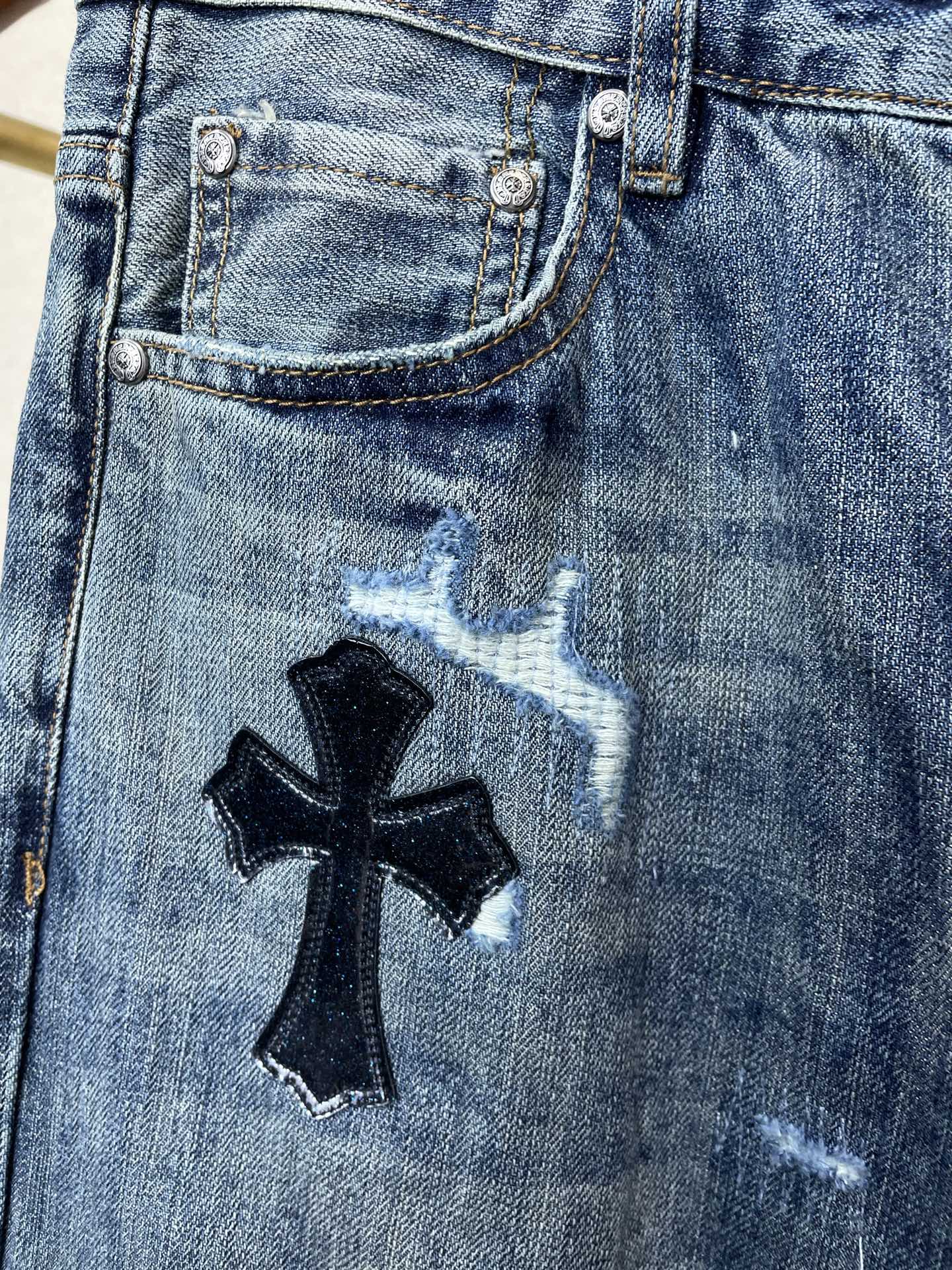 。Chrome hearts克罗心💥独家专供新款休闲阔腿牛仔裤 高端版本！独特设计 专柜定制面料 透气舒