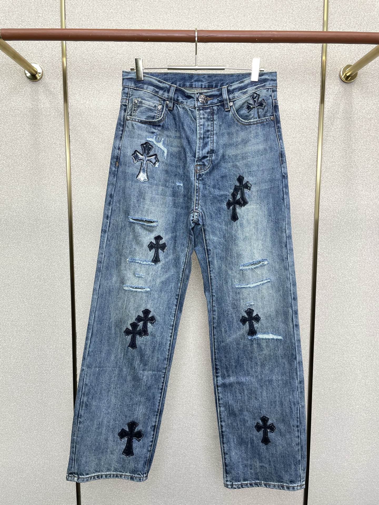。Chrome hearts克罗心💥独家专供新款休闲阔腿牛仔裤 高端版本！独特设计 专柜定制面料 透气舒