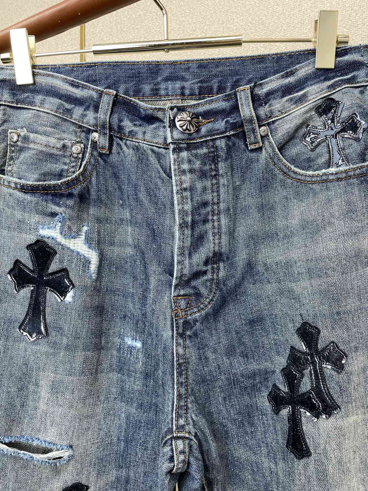 。Chrome hearts克罗心💥独家专供新款休闲阔腿牛仔裤 高端版本！独特设计 专柜定制面料 透气舒