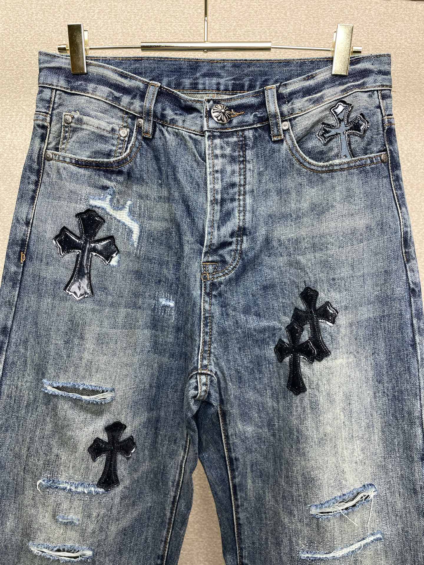 。Chrome hearts克罗心💥独家专供新款休闲阔腿牛仔裤 高端版本！独特设计 专柜定制面料 透气舒