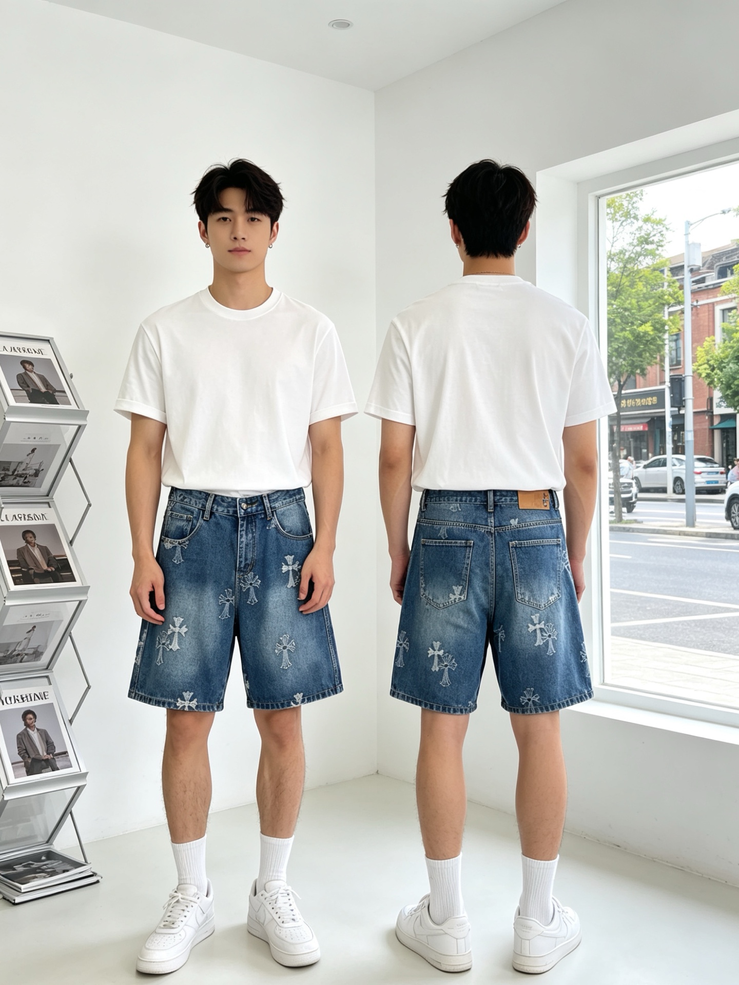 NO:840055,.Chrome Hearts is a high-end version of the new casual denim shorts that everyone wants to buy. Custom-made fabrics at the counter. Highly breathable and comfortable, with impeccable details. The brand element design concept reflects high quality. It feels delicate and soft!  It presents a casual cut and the upper body shape is awesome!  Size S-3XL,,chrome hearts,chrome hearts,shorts,19860909.Chrome hearts克罗心砸锅卖铁都要上的新款新款休闲牛仔短裤高端版本 专柜定制面料 透气舒适度高,细节无可挑剔,品牌元素设计理念,体现高品质.手感细腻柔软！呈现休闲裁剪,上身版型超赞！码数S-3XL,,chrome hearts,chrome hearts,shorts,,Men's clothing