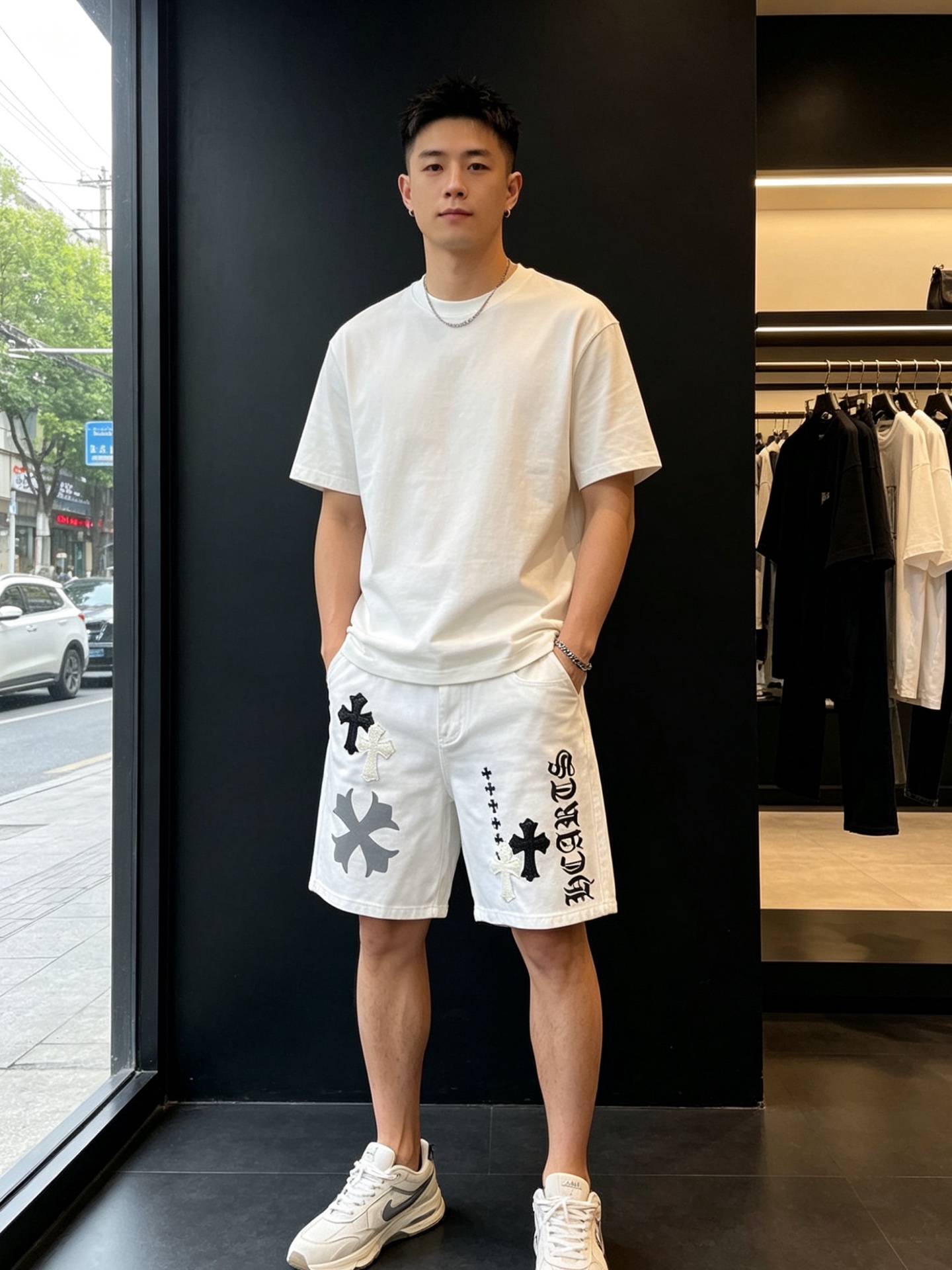 NO:917739,.Chrome hearts are the new casual denim shorts that everyone must buy. High-end version. Custom-made fabrics at the counter. Highly breathable and comfortable, with impeccable details. The brand element design concept reflects high quality. It feels delicate and soft!  It presents a casual cut and the upper body shape is awesome!  Size S-3XL,,chrome hearts,chrome hearts,shorts,19860909.Chrome hearts克罗心砸锅卖铁都要上的新款新款休闲牛仔短裤 高端版本 专柜定制面料 透气舒适度高,细节无可挑剔,品牌元素设计理念,体现高品质.手感细腻柔软！呈现休闲裁剪,上身版型超赞！码数S-3XL,,chrome hearts,chrome hearts,shorts,,Men's clothing