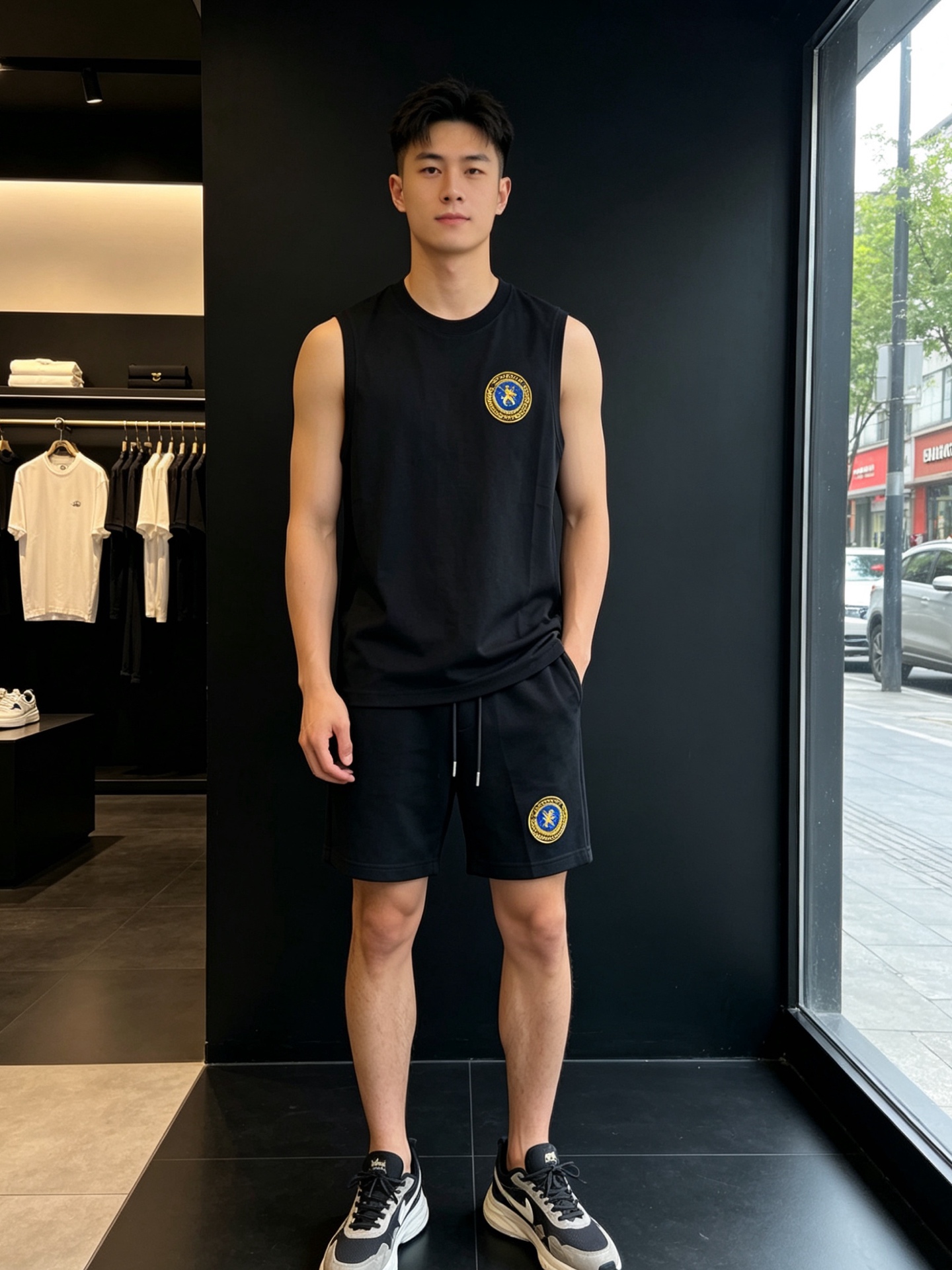 NO:917746,Vest, shorts, P. Balenciaga and Balenciaga are the new and popular counter suits of the same style. They are breathable, comfortable and casual!  Full of high-end feel!  The details are exquisite and high-end, and the workmanship is impeccable!  The original high-end fabric is very high-end!  The fabric is soft, delicate and comfortable, moisture-absorbent, quick-drying and breathable, neat and stylish. Vest S-XL, pants M-3XL,,balenciaga,balenciaga,shorts,19860909背心、短裤P.Balenciaga巴黎世家砸锅卖铁都要上的新款新款专柜同款套装,透气舒适休闲！高级感满满！细节精致高档,做工无可挑剔！原版高端面料很显高级！面料柔软细腻舒适 吸湿速干透气,利落有型. 背心S-XL 裤子M-3XL,,balenciaga,balenciaga,shorts,,Men's clothing