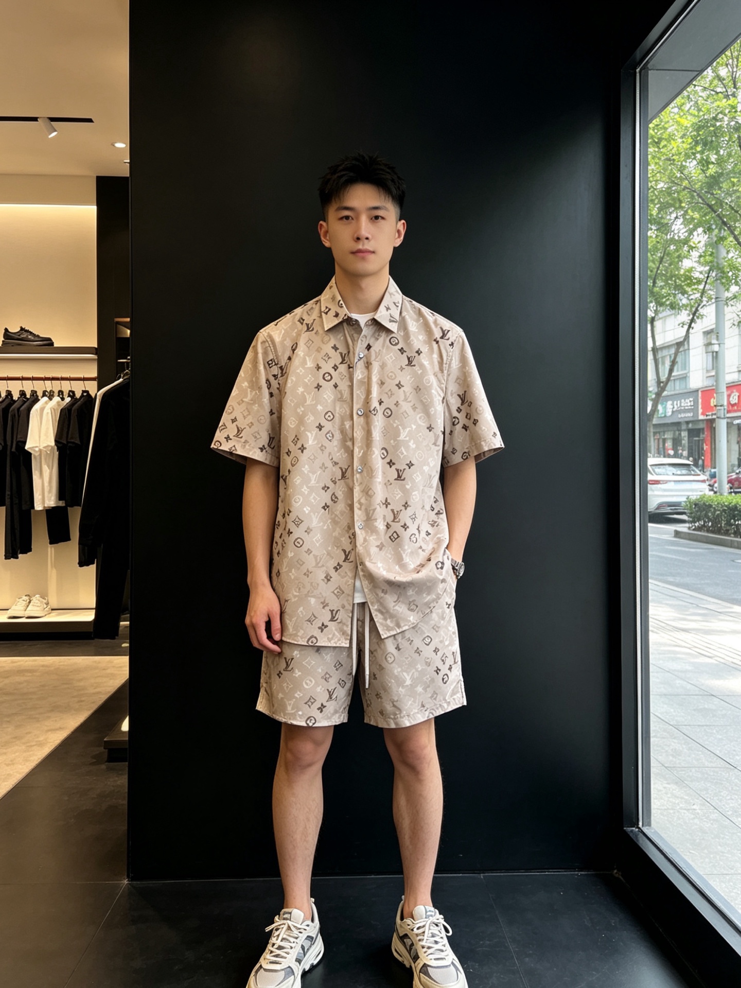 NO:856681,Short sleeves, shorts. Louis Vuitton's new and popular men's casual short-sleeved suit. High-end customization. High-end version. Fashionable and versatile imported fabrics. Super soft and delicate feel. Skin-friendly and comfortable to wear. High-end boutique. The upper body made by the factory is very good. Men's must-have items. Three standards are complete. Size S-XL,, louis vuitton, louis vuitton, shorts, T-shirt,19860909短袖、短裤.Louis Vuitton路易威登砸锅卖铁都要上的新款新款原单男士休闲短袖套装 高端定制 高端版本 时尚百搭爆款进口面料 手感超柔软细腻 穿着亲肤舒适 高端精品 代工厂精细做上身非常赞 男士必备单品 三标齐全 码数S-XL,,louis vuitton,louis vuitton,shorts,T-shirt,,Men's clothing