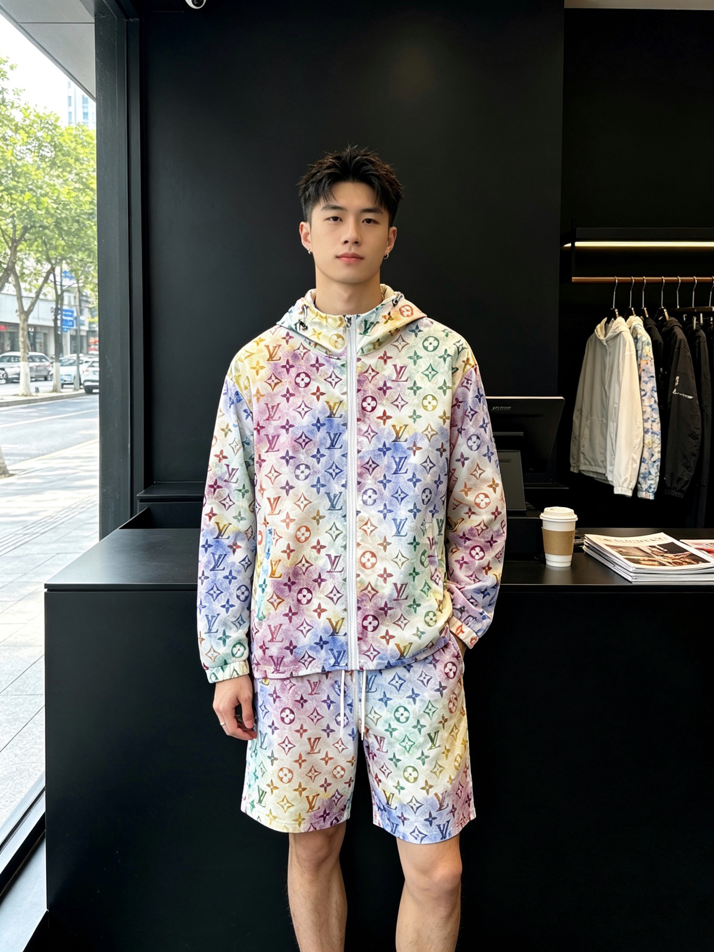 NO:874350,/Set. Louis Vuitton's new and new counter-branded set is the same style that Louis Vuitton sells everywhere. It's breathable, comfortable and casual!  Full of high-end feel!  The details are exquisite and high-end, and the workmanship is impeccable!  The original high-end fabric is very high-end!  The fabric is stiff, wrinkle-resistant and wear-resistant, moisture-absorbent, quick-drying and breathable, neat and stylish. Size M-3XL,, louis vuitton, louis vuitton,19860909/套.Louis Vuitton路易威登砸锅卖铁都要上的新款新款专柜同款套装,透气舒适休闲！高级感满满！细节精致高档,做工无可挑剔！原版高端面料很显高级！面料挺括抗皱耐磨,吸湿速干透气,利落有型.码数M-3XL,,louis vuitton,louis vuitton,,Men's clothing