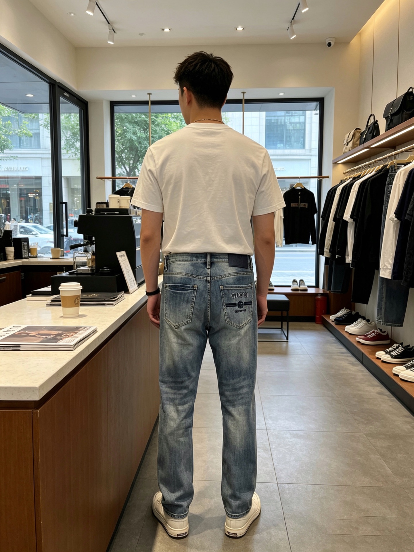 Gucci古驰💥砸锅卖铁都要上的新款新款牛仔裤👖高端版本 专柜定制面料 透气舒适度高，细节无可挑剔，品牌