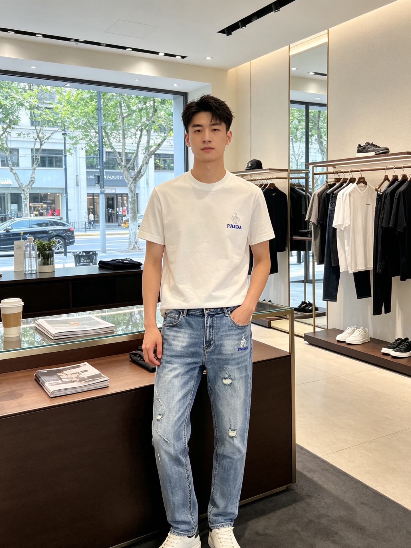 。Prada普拉达💥独家专供新款休闲牛仔裤👖高端版本 专柜定制面料 透气舒适度高，细节无可挑剔，品牌元素