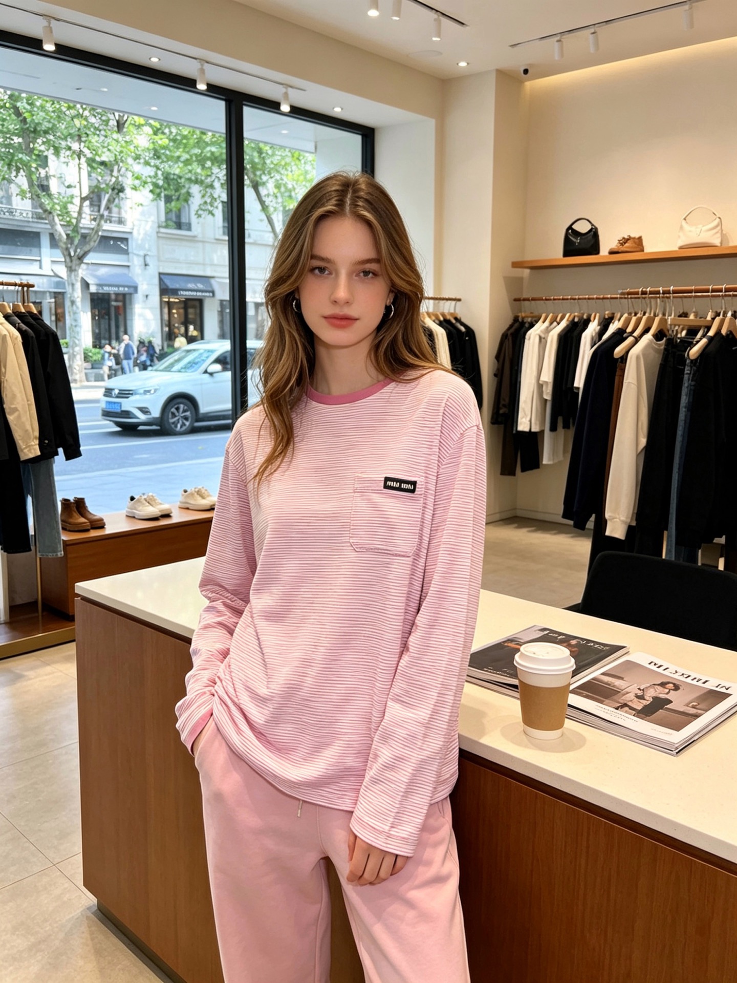 NO:913899,.Miumiu Miumiu's new style women's casual long-sleeved high-end version!  Uniquely designed counter-customized fabrics with high breathability and comfort, impeccable details, brand element design concept, reflecting high quality. It feels delicate and soft!  It presents a casual cut and the upper body shape is awesome!  Code number S-L,,miumiu,19860909.Miumiu谬谬砸锅卖铁都要上的新款新款女装休闲长袖 高端版本！独特设计 专柜定制面料 透气舒适度高,细节无可挑剔,品牌元素设计理念,体现高品质.手感细腻柔软！呈现休闲裁剪,上身版型超赞！码数S-L,,miumiu,,Men's clothing