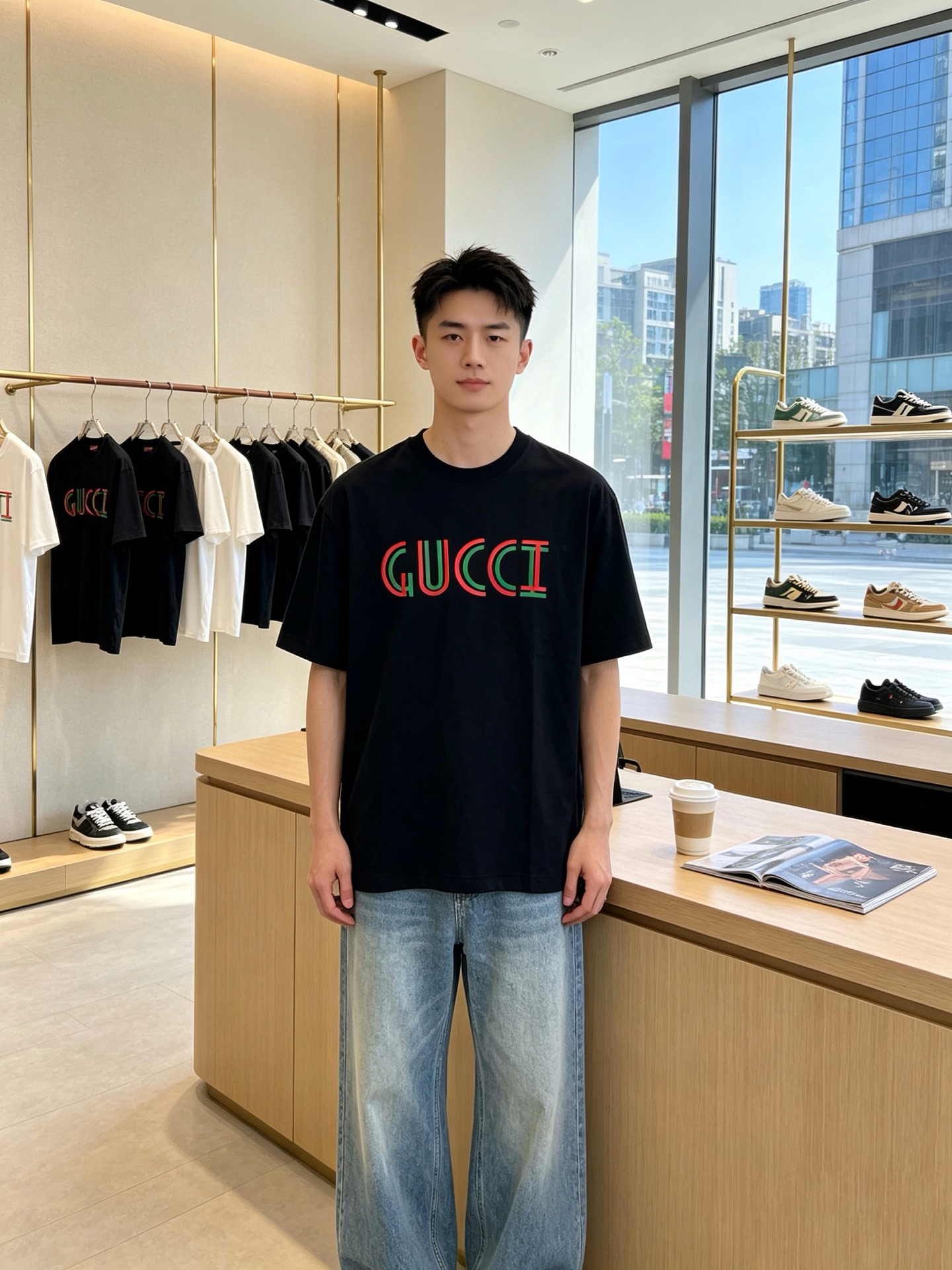 Gucci古驰💥砸锅卖铁都要上的新款新款原单男士休闲短袖 高端定制 高端版本 时尚百搭爆款⚠️⚠️✨✨进口面料 手感超柔