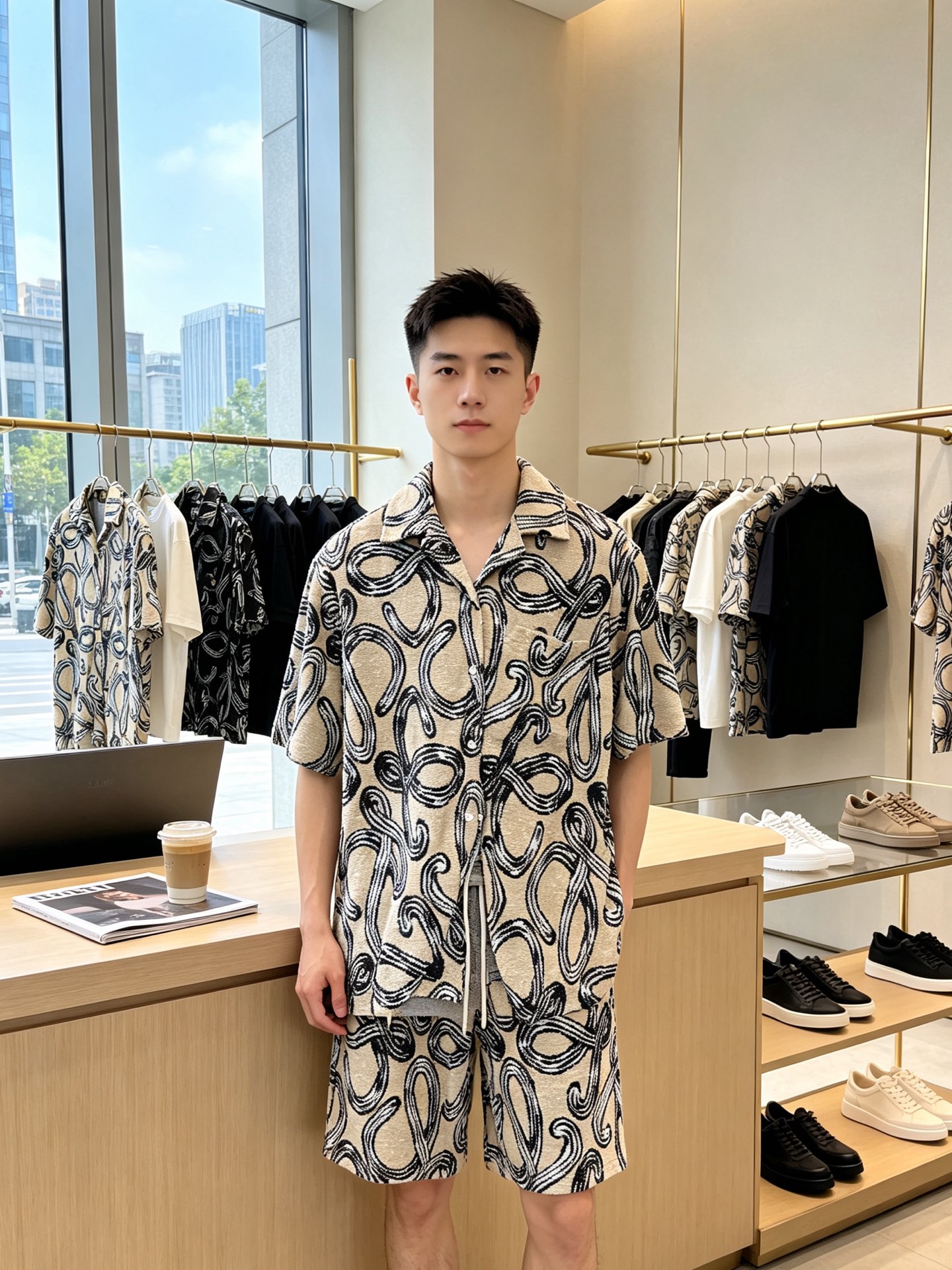 NO:938409,Short sleeves and shorts P.LOEWE is a must-have new style original men's casual terry cotton jacquard short-sleeved suit. High-end customization. High-end version. Fashionable and versatile imported fabrics. Super soft and delicate feel. Skin-friendly and comfortable to wear. High-end boutique. The upper body made by the factory is very good. Men's must-have items. Three standards are complete. Unified code number S-XL, loewe, loewe, shorts, T-shirt,19860909短袖、短裤P.LOEWE罗意威砸锅卖铁都要上的新款新款原单男士休闲毛巾布棉质提花短袖套装 高端定制 高端版本 时尚百搭爆款进口面料 手感超柔软细腻 穿着亲肤舒适 高端精品 代工厂精细做上身非常赞 男士必备单品 三标齐全 统一码数S-XL,,loewe,loewe,shorts,T-shirt,,Men's clothing