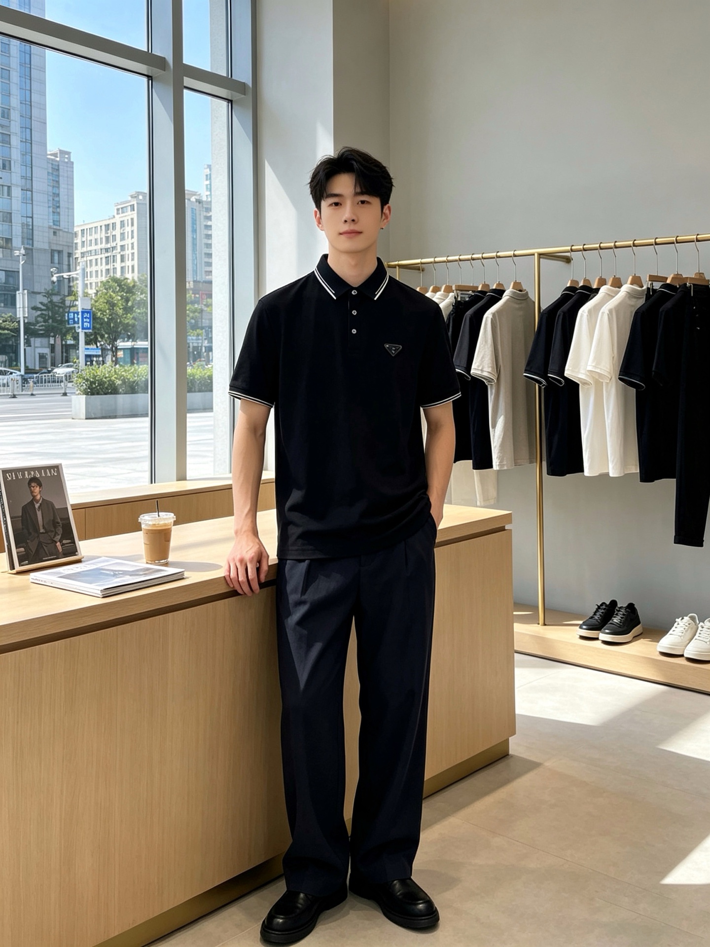 Prada普拉达💥砸锅卖铁都要上的新款新款原单男士休闲短袖 高端定制 高端版本 时尚百搭爆款⚠️⚠️✨✨进口面料 手感超