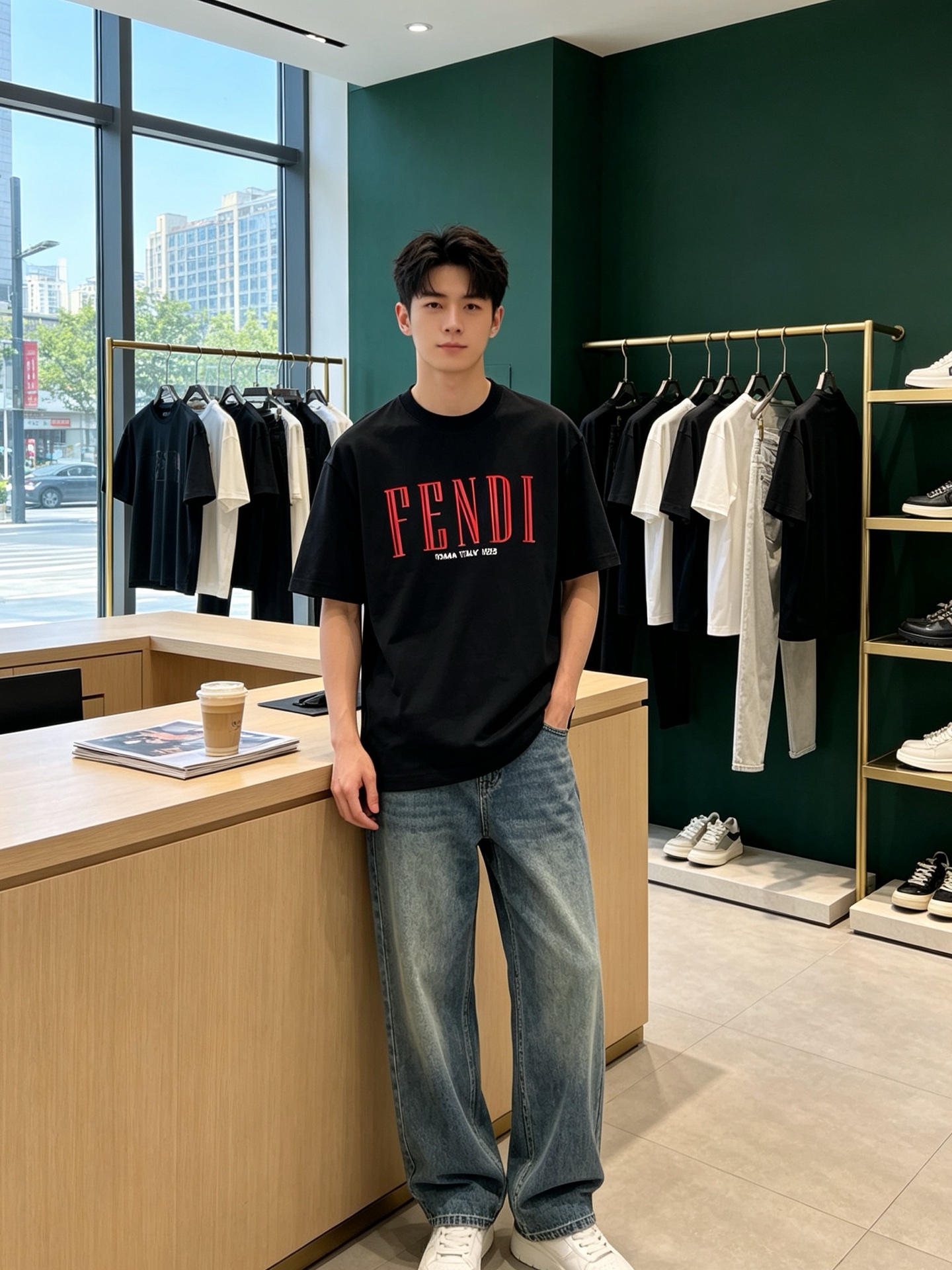 FENDI芬迪💥砸锅卖铁都要上的新款新款原单男士休闲短袖 高端定制 高端版本 时尚百搭爆款⚠️⚠️✨✨进口面料 手感超柔