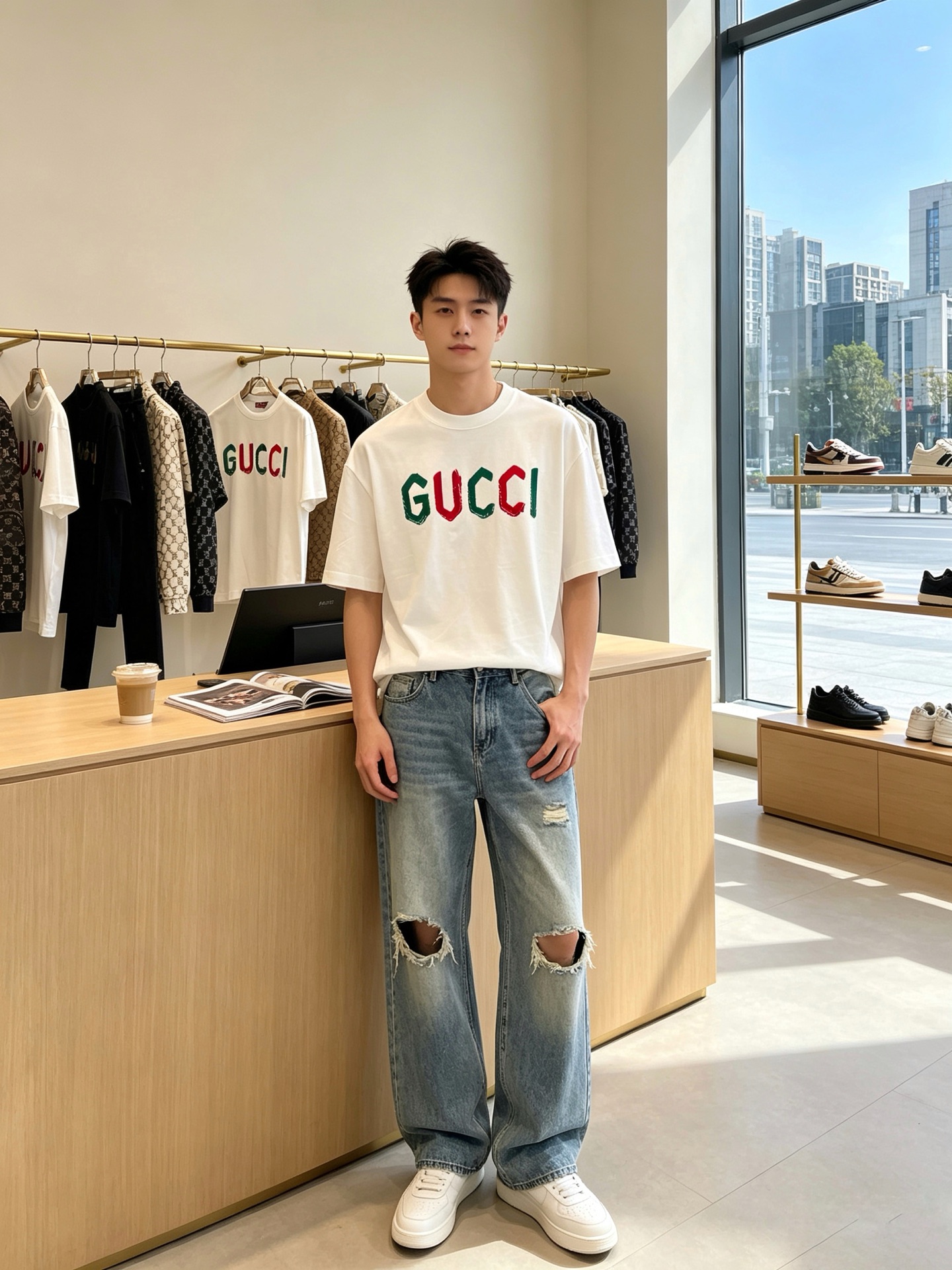 Gucci古驰💥砸锅卖铁都要上的新款新款原单男士休闲短袖 高端定制 高端版本 时尚百搭爆款⚠️⚠️✨✨进口面料 手感超柔