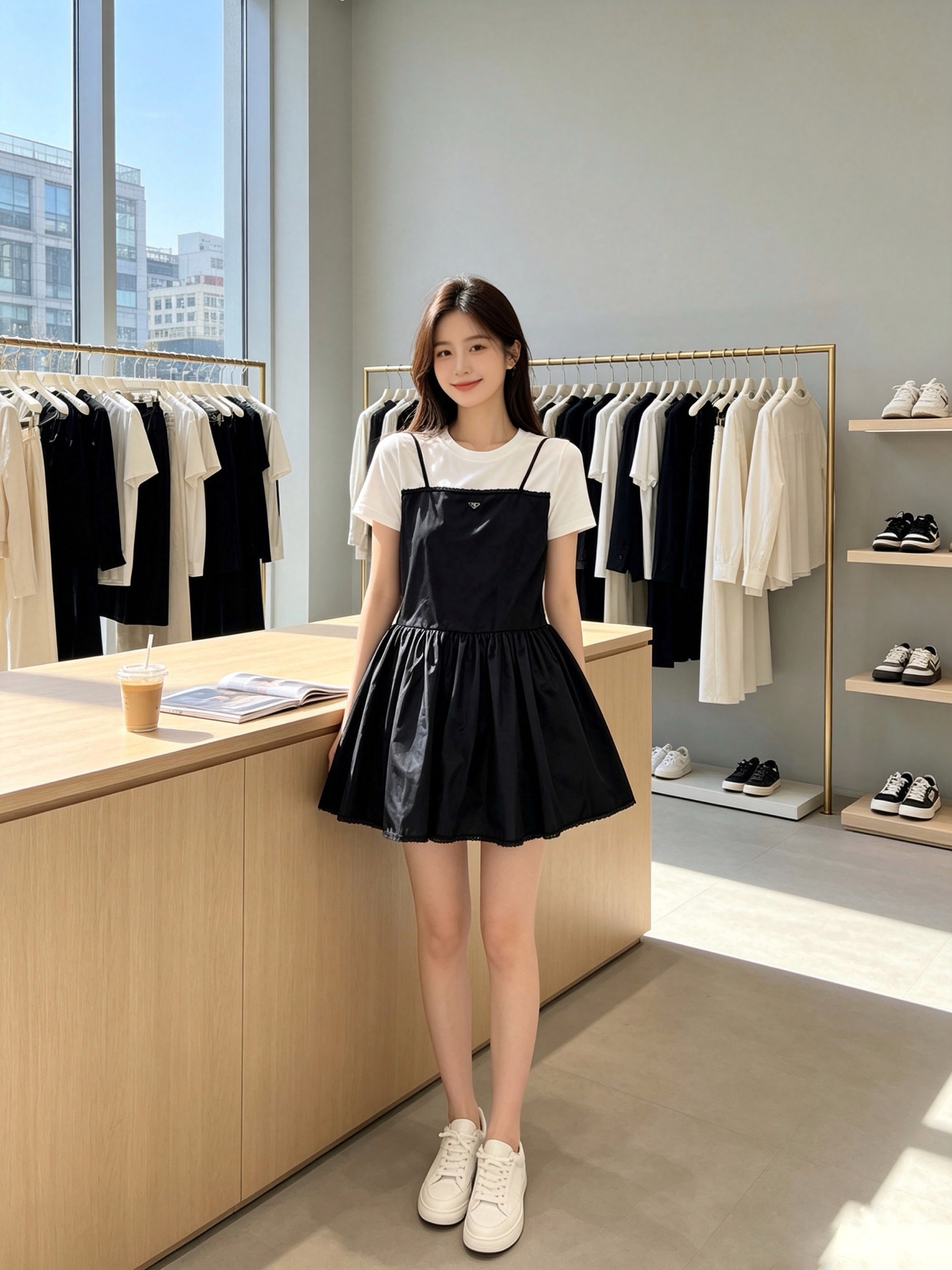 Prada普拉达👚砸锅卖铁都要上的新款👚新款女装休闲吊带尼龙裙👗高端版本！独特设计 专柜定制面料 透气舒适度高，细节无可
