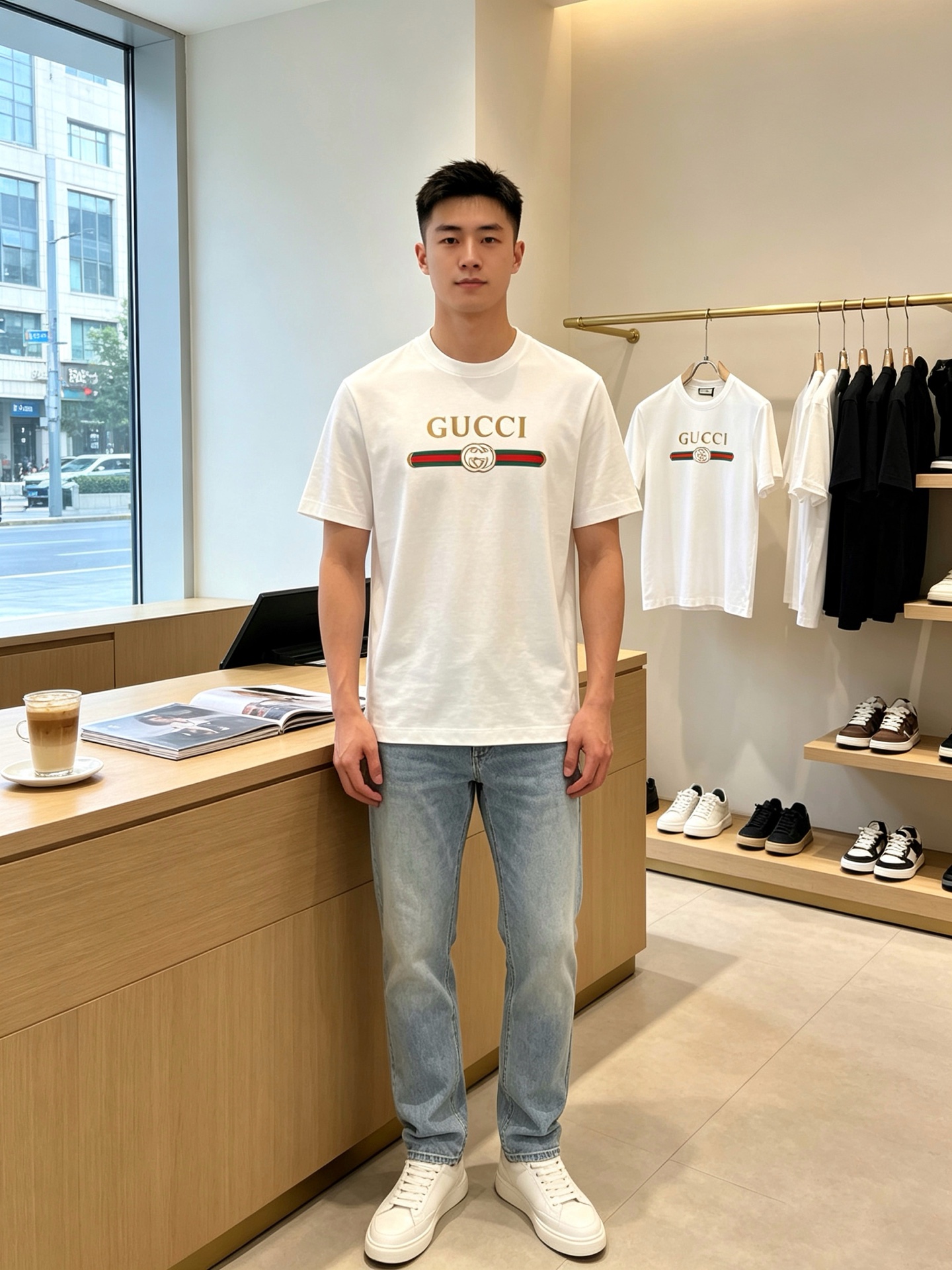 Gucci古驰💥砸锅卖铁都要上的新款新款原单男士休闲短袖 高端定制 高端版本 时尚百搭爆款⚠️⚠️✨✨进口面料 手感超柔