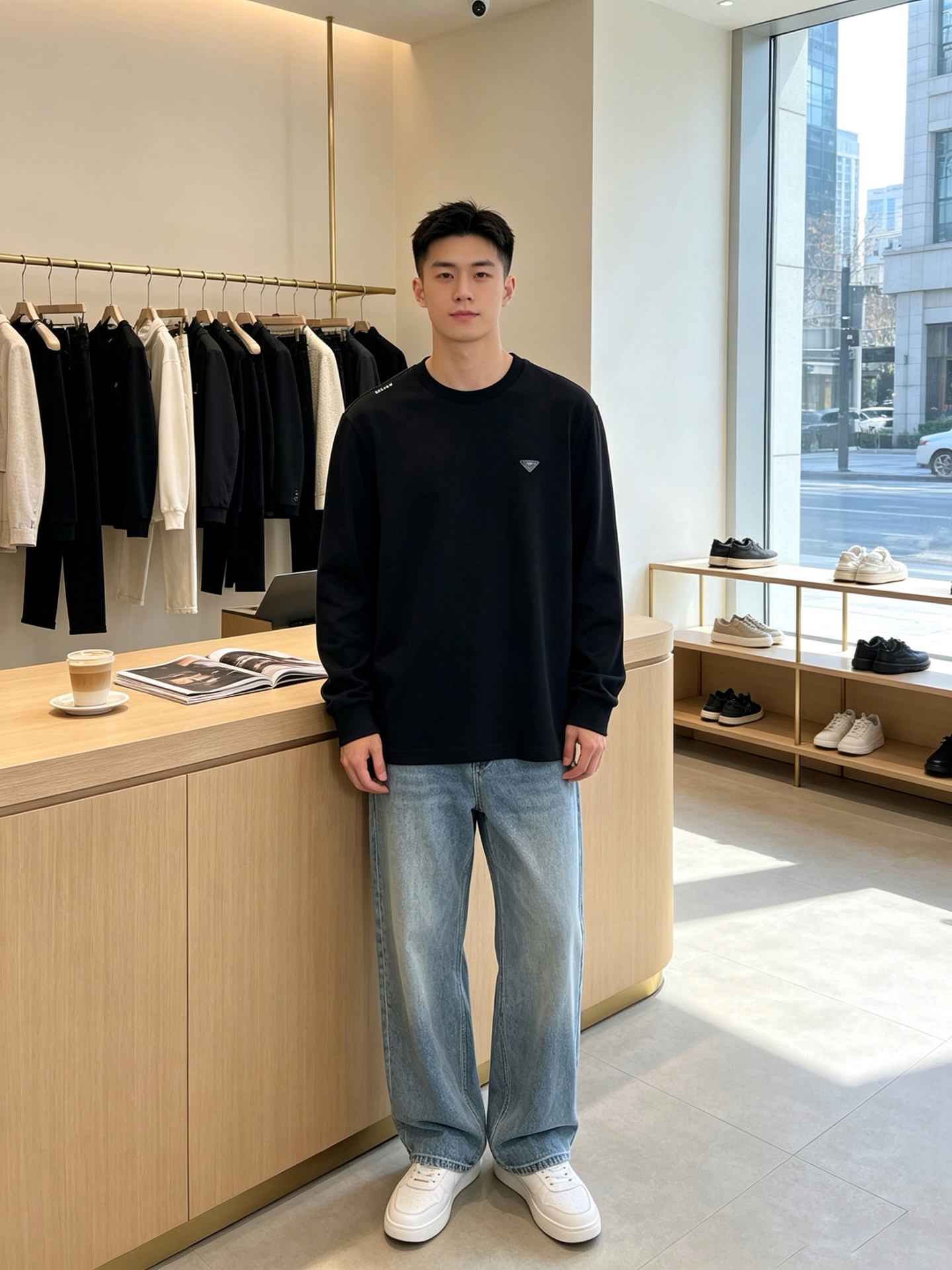 Prada普拉达💥砸锅卖铁都要上的新款新款原单男士休闲套头长袖 高端定制 高端版本 时尚百搭爆款⚠️⚠️✨✨进口面料 手
