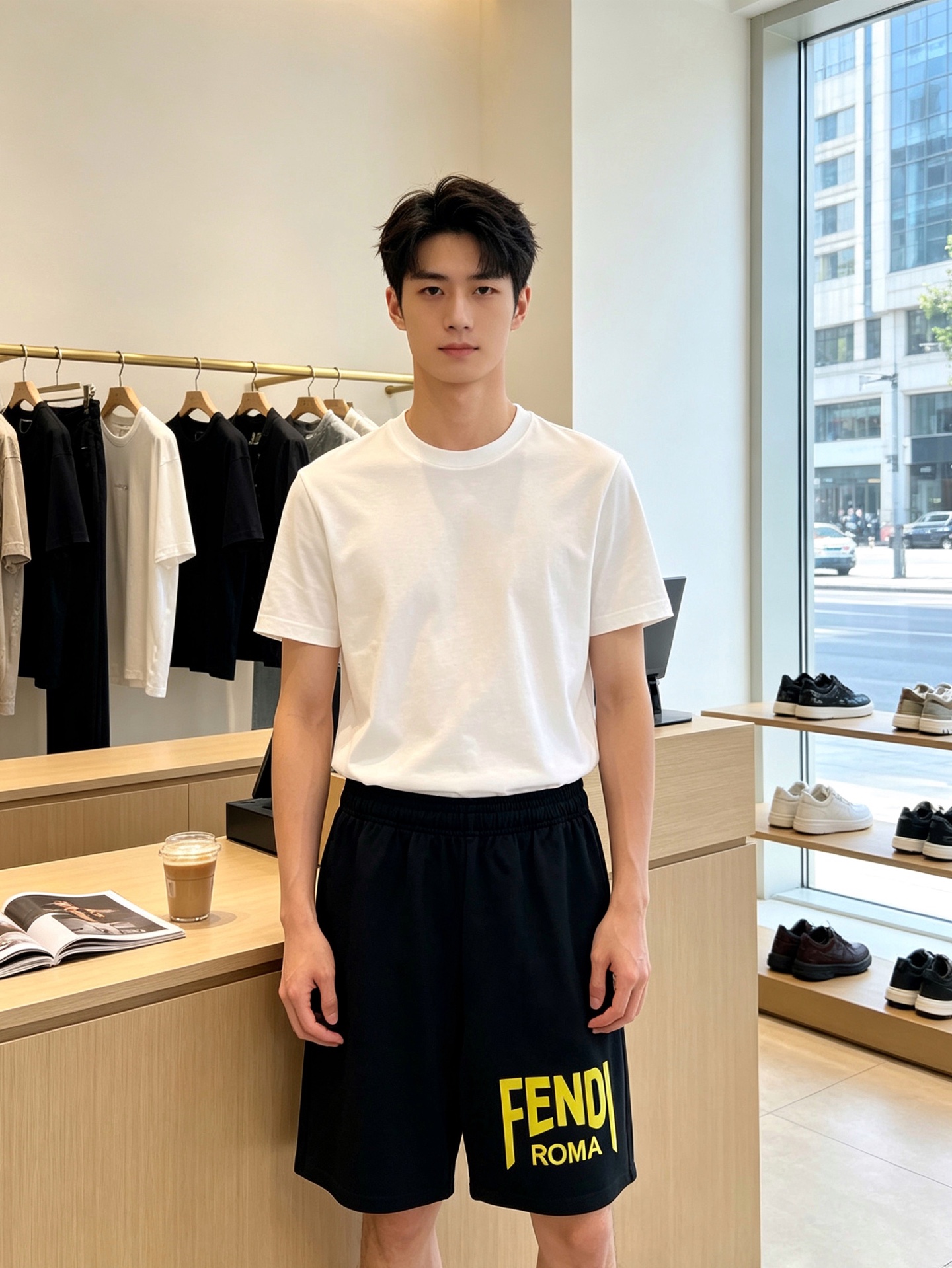 FENDI芬迪💥砸锅卖铁都要上的新款新款原单男士休闲短裤🩳高端定制 高端版本 时尚百搭爆款⚠️⚠️✨✨进口面料 手感超柔