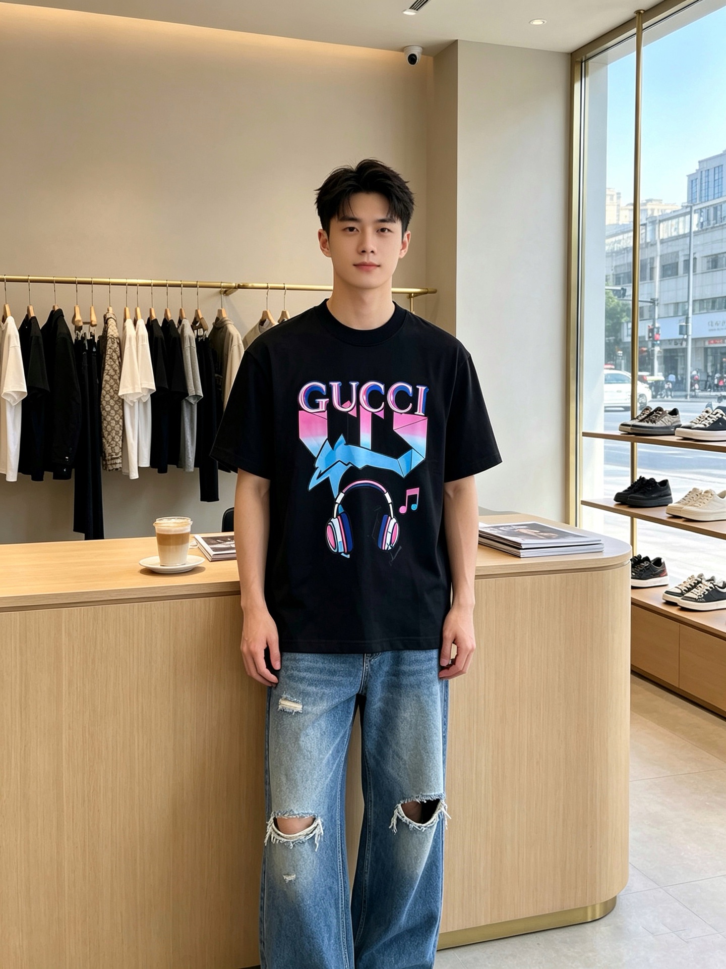 Gucci古驰💥砸锅卖铁都要上的新款新款原单男士休闲短袖 高端定制 高端版本 时尚百搭爆款⚠️⚠️✨✨进口面料 手感超柔