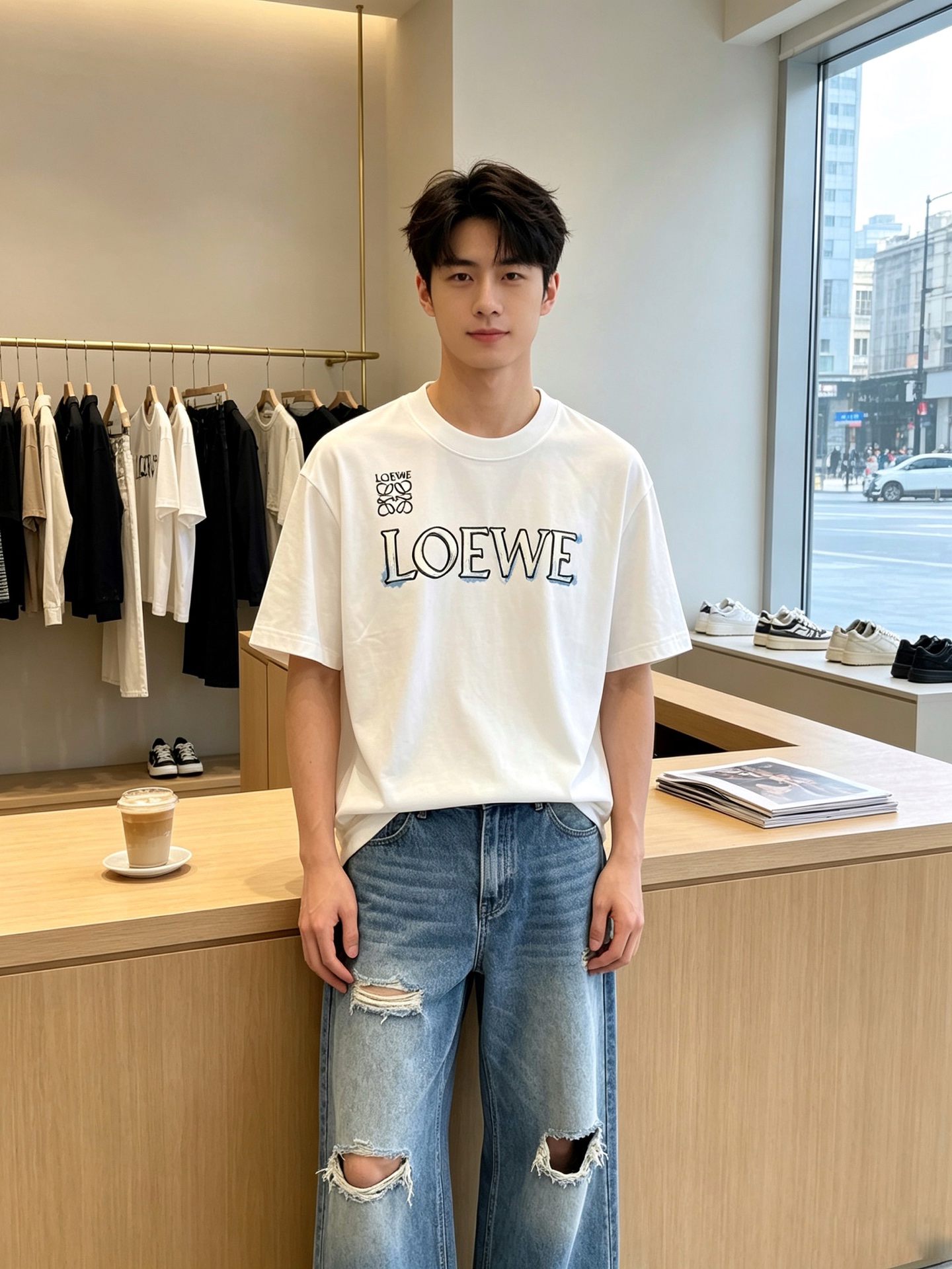 LOEWE罗意威💥独家专供新款原单男士休闲短袖 高端定制 高端版本 时尚百搭爆款⚠️⚠️✨✨进口面料 手感超柔软细腻  