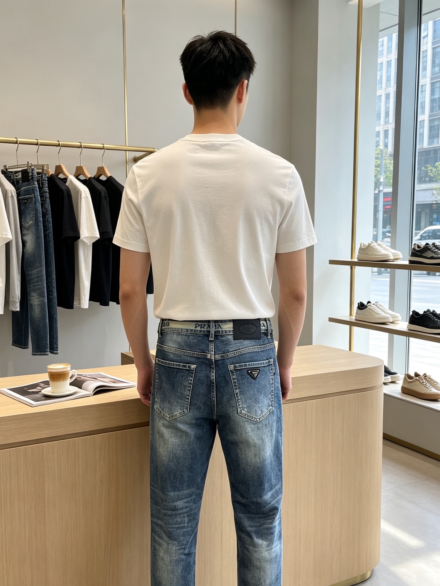 Prada普拉达💥砸锅卖铁都要上的新款新款休闲牛仔裤👖高端版本 专柜定制面料 透气舒适度高，细节无可挑剔，品牌元素设计理